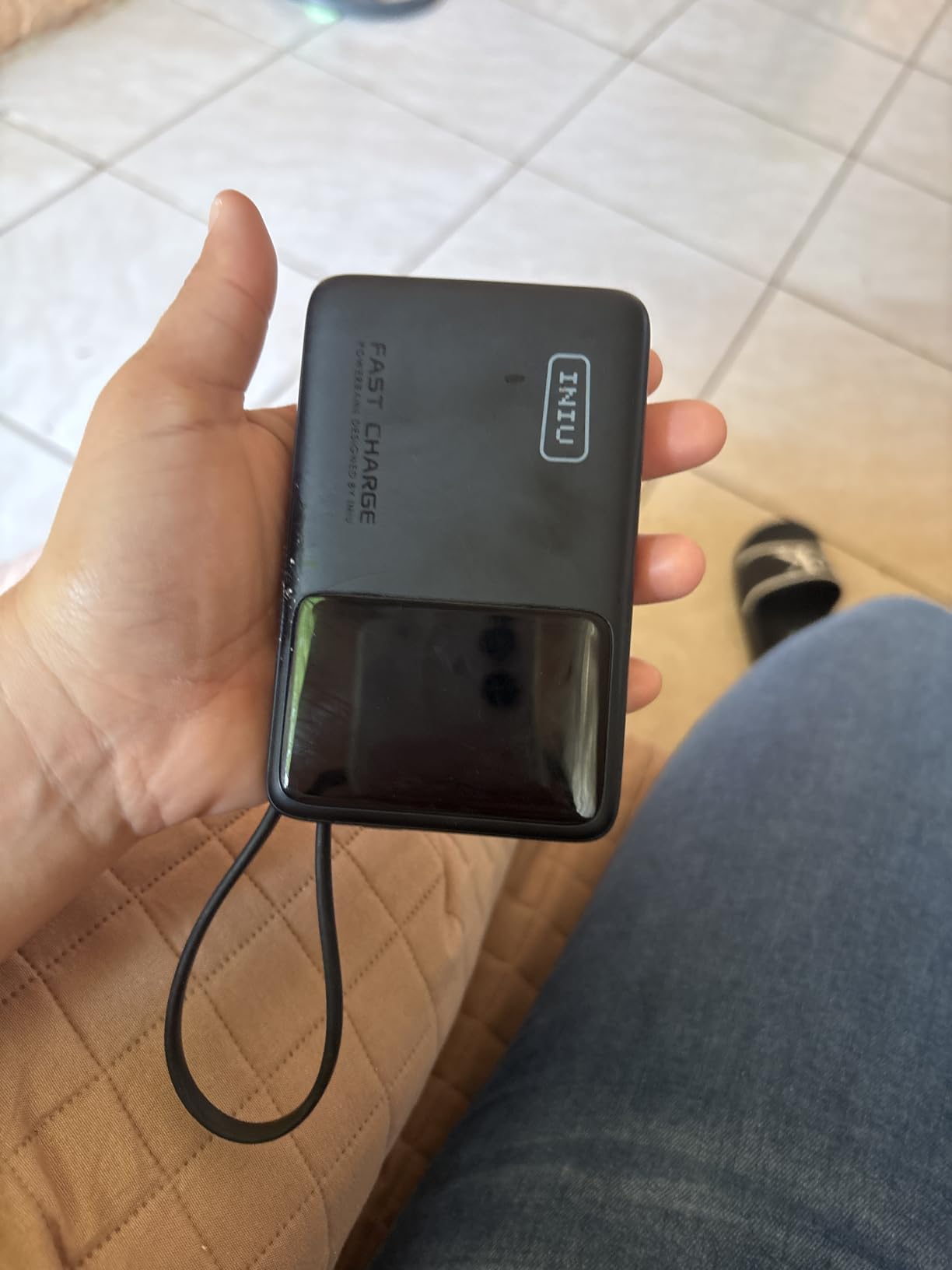 INIU Portable Charger, Smaller 45W Fast Charging Power Bank, 10000mAh Black | Flight-Safe for Travel, Built in USB C Cable, LED Display, Battery Pack for iPhone 17 16 Pro, Samsung S26, iPad etc customer photo 1