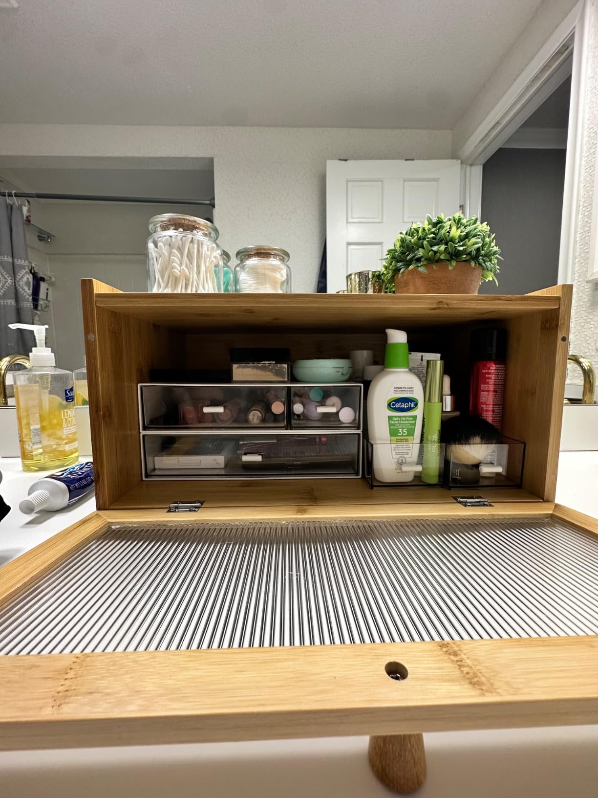 Bread Box for Kitchen Countertop, Homemade Bread - Bamboo Cutting Board Lid | Large Bread Box for Homemade Bread - Storage Bread Box with Cutting Board Lid customer photo 2