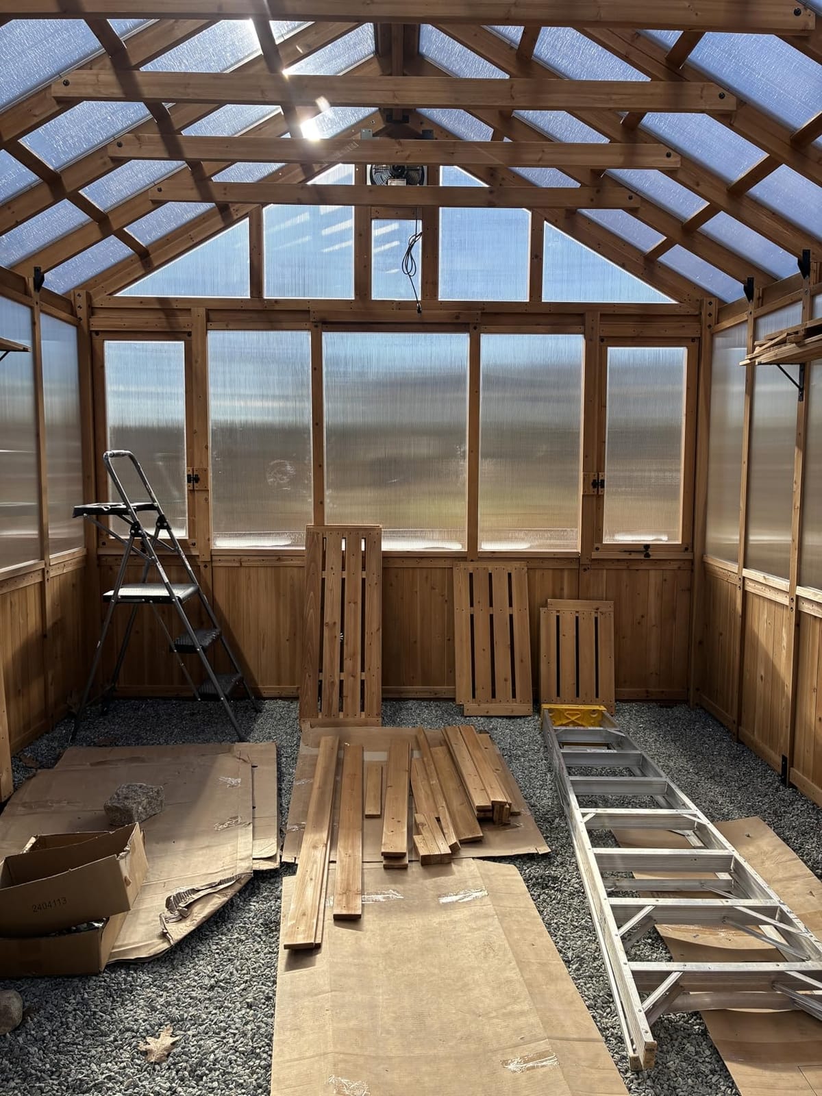 Backyard Discovery Bellerose XL 13' x 11' Cedar Wood and Polycarbonate Walk-in Greenhouse Kit with Pergola, Exhaust Fan, Windows, Hose Hook-Ups, PowerPort, Staging Shelves for Outdoor Gardening customer photo 1