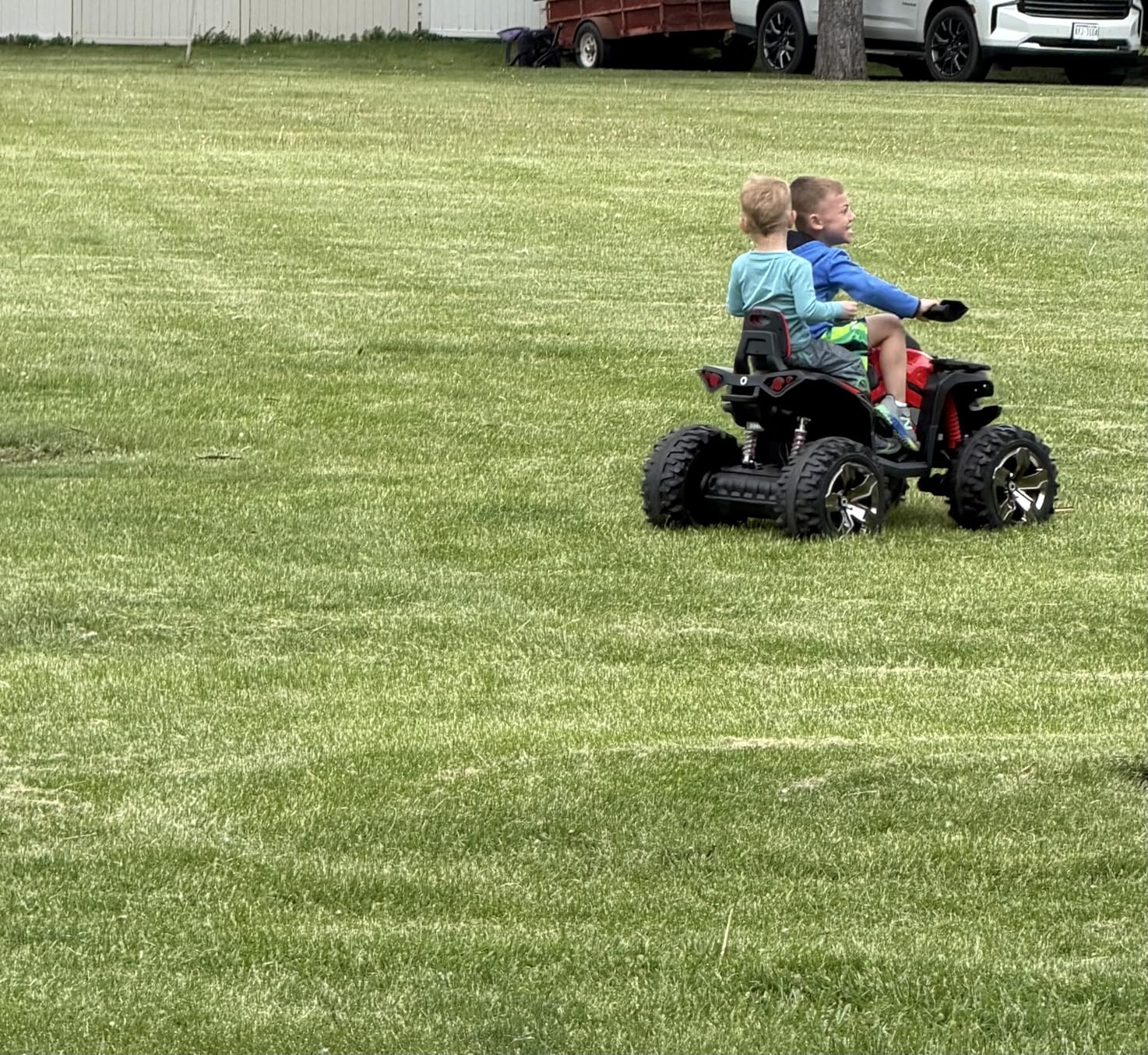 JOYRACER 24V 2 Seater Kids ATV 4 Wheeler, 4x4 Ride on Toys w/800W Engines, 9AH Battery Powered Electric Vehicle w/LED Light Bluetooth, MP3, USB, Spring Suspension, Kids Quad for Girls, Red customer photo 1