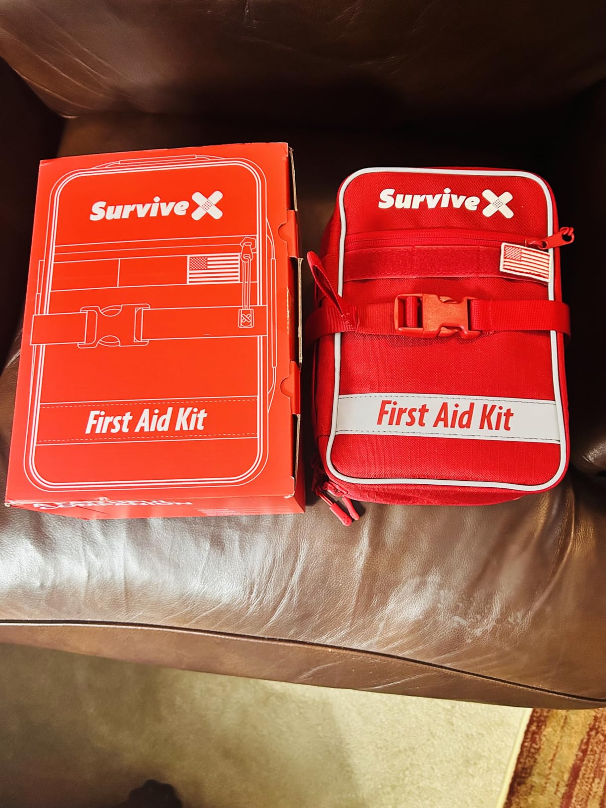 SurviveX Large First Aid Kit, Labeled Pockets, Zip Stitch Wound Closures | Close wounds without stitches, quickly find what you need, first aid emergency kit for car, home, travel, camping, outdoors customer photo 2