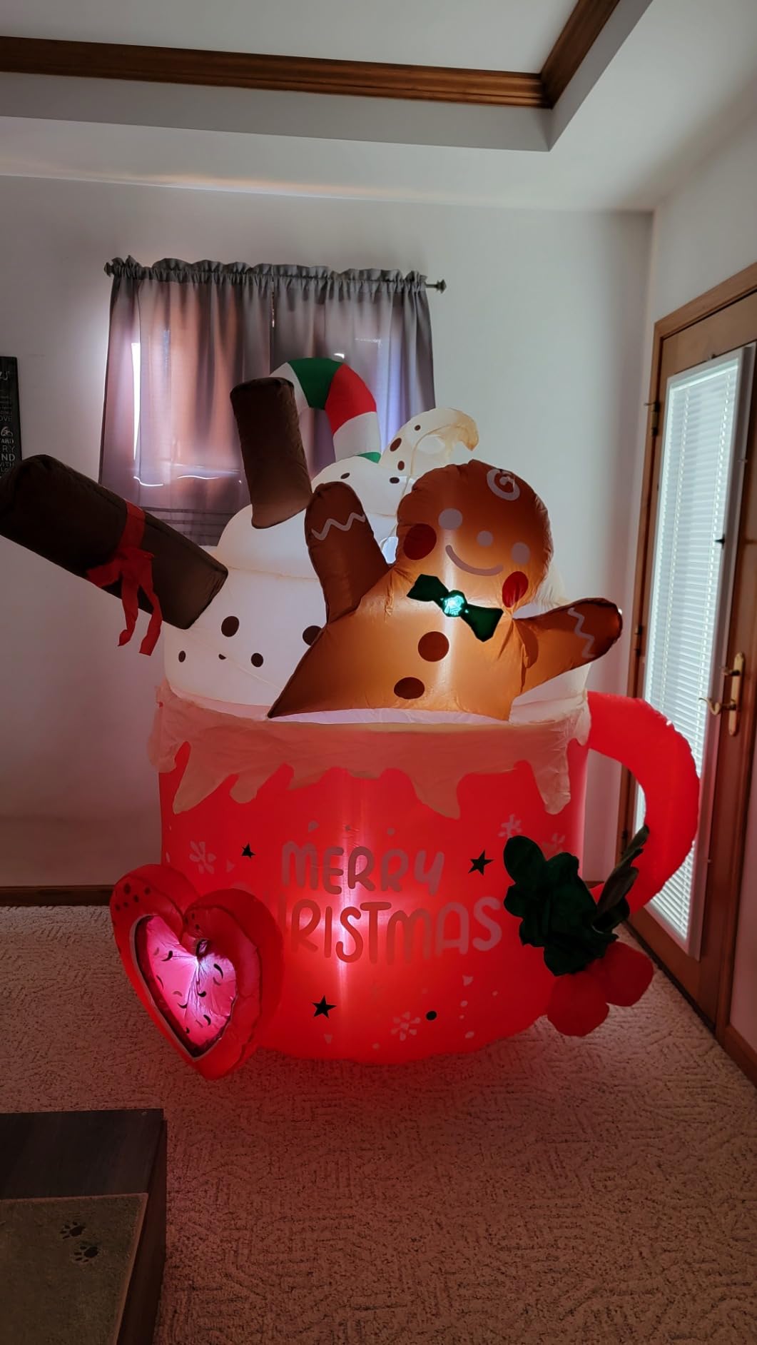 6FT Christmas Inflatables Outdoor Decorations, Gingerbread Christmas Inflatable Hot Cocoa Mug with Built-in LEDs Blow Up Christmas Decoration for Garden Lawn Yard Patio Xmas Inflatable customer photo 2