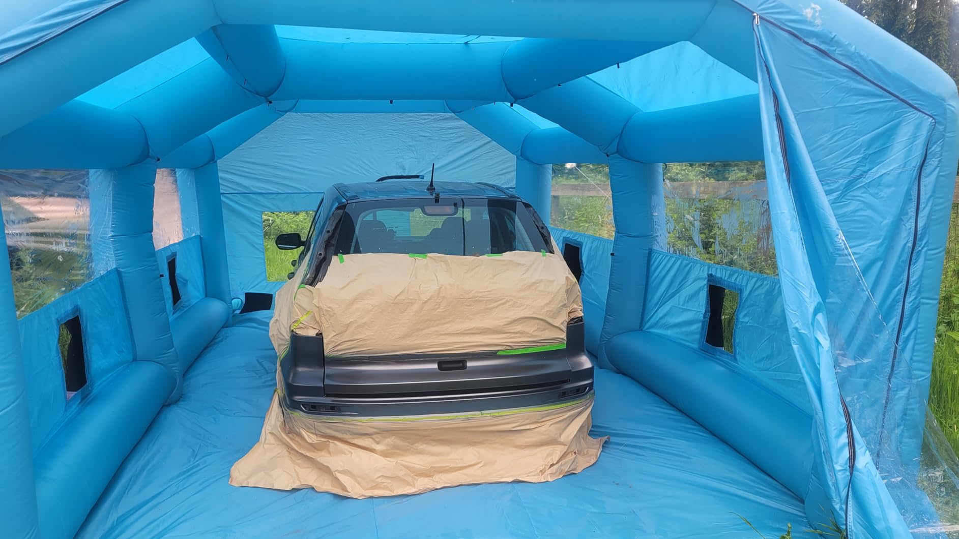 Inflatable Paint Booth for Car 20x13x9FT Portable Spray Booth Tent with 750W + 370W Dual Blowers Air Filter System for DIY Spray Car Truck Motorcycle Garage Furniture Part Painting customer photo 1