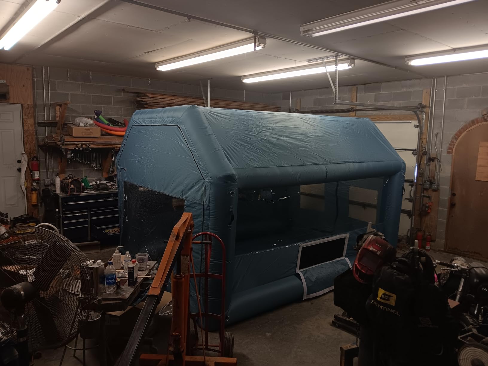 Inflatable Paint Booth for Car 20x13x9FT Portable Spray Booth Tent with 750W + 370W Dual Blowers Air Filter System for DIY Spray Car Truck Motorcycle Garage Furniture Part Painting customer photo 2