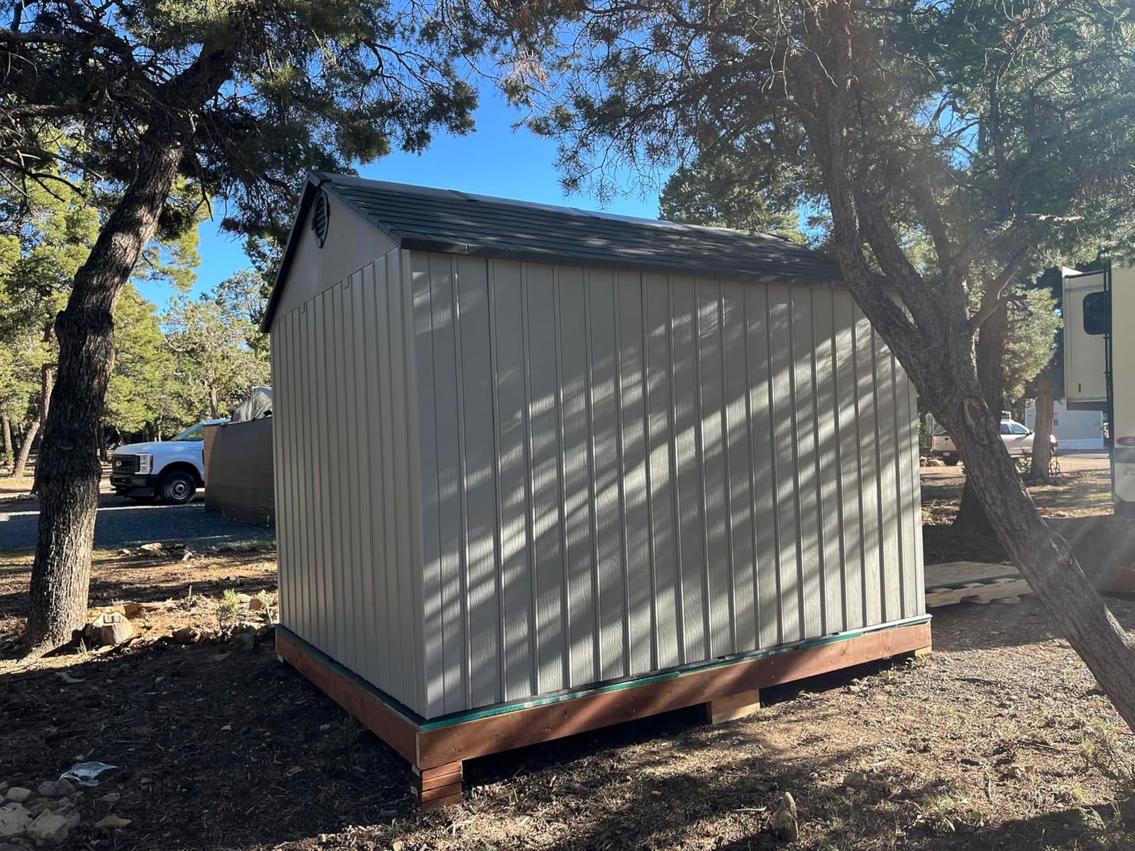 Lifetime Outdoor Storage Shed, 8x10 Ft, Gray, Resin Tool Shed with Lockable Doors and Steel-Reinforced Walls customer photo 2