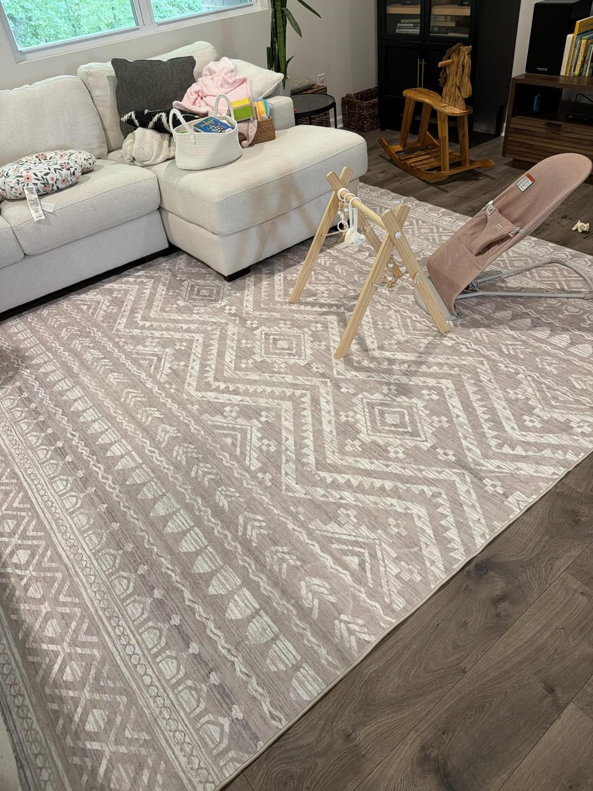 Miukiki 8x10 Area Rug for Living Room, Washable Soft Non Slip Rug Grey | Moroccan Large Indoor Rug for Kitchen Bedroom Dining Room Office, Low Pile Soft Floor Carpet Home Decor 8'x10' customer photo 1