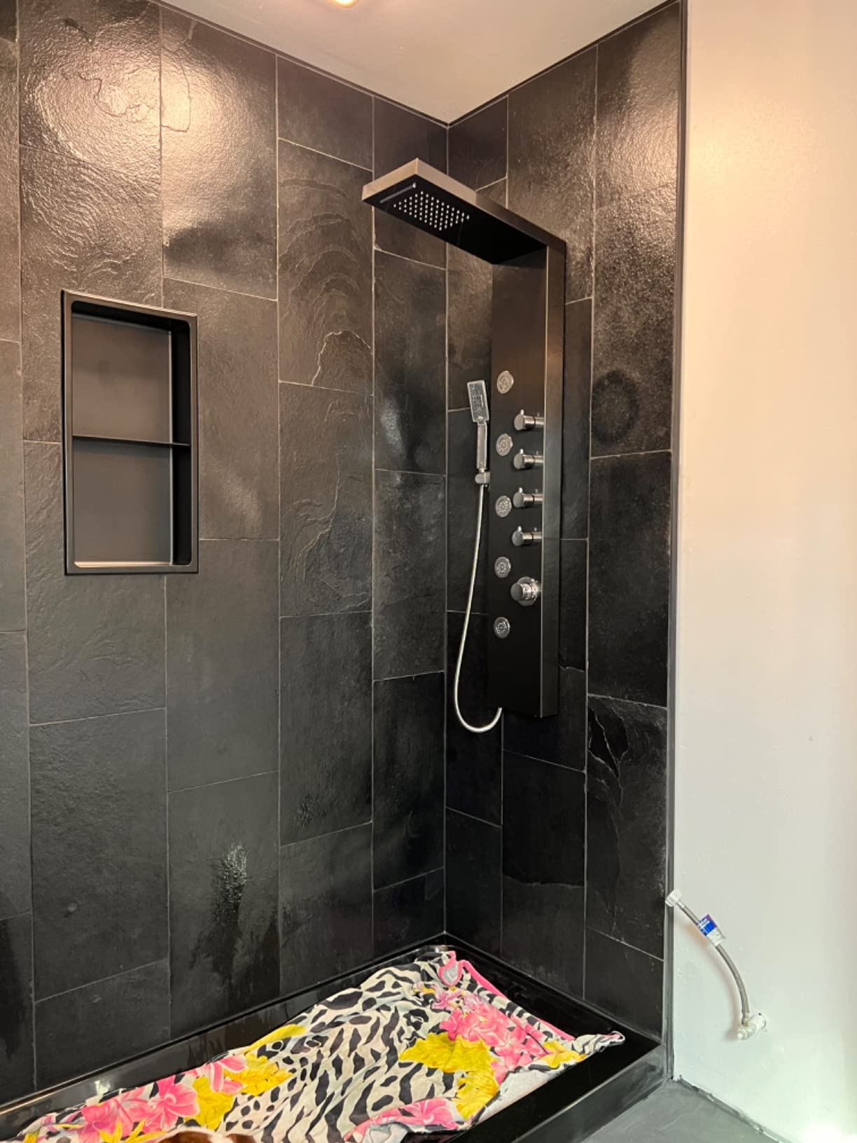 ROVATE 4-in-1 Rainfall Waterfall Shower Panel Tower System, Matte Black | Shower Column with Body Massage Jets and Handheld, Stainless Steel High Pressure, Use Multiple Functions Simultaneously customer photo 1