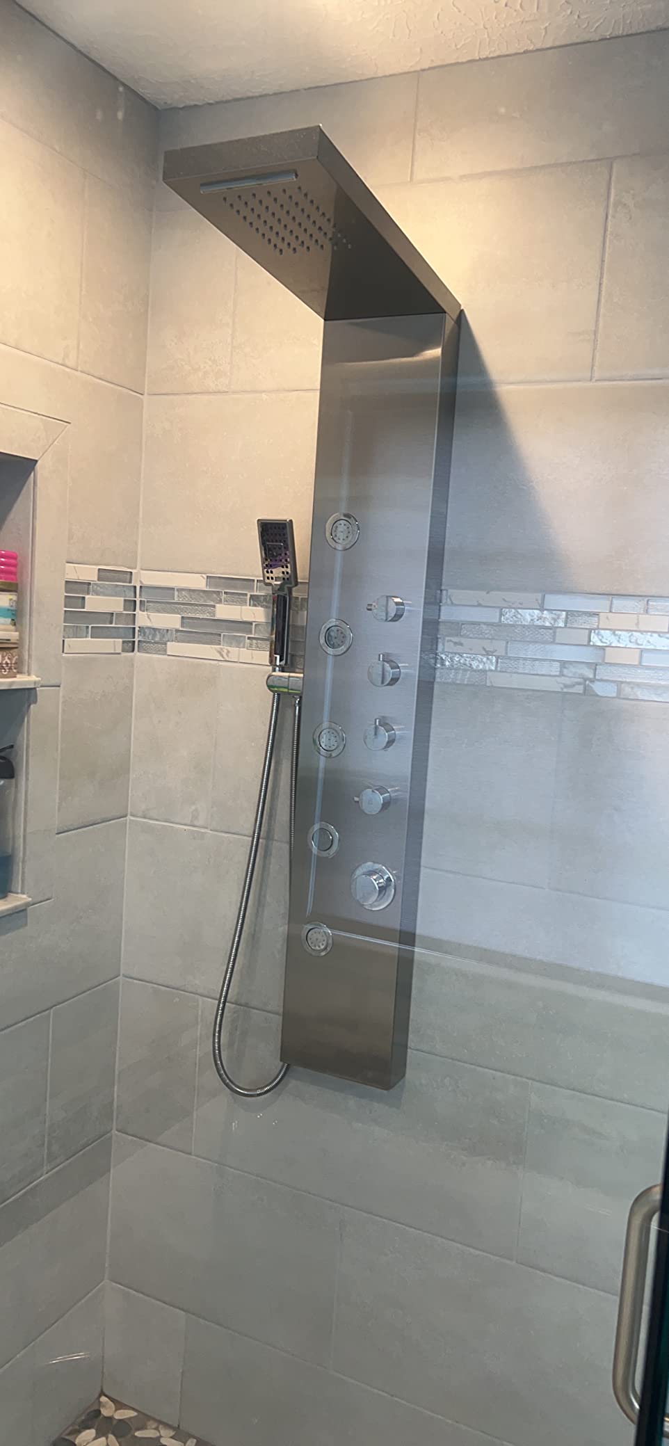 ROVATE 4-in-1 Rainfall Waterfall Shower Panel Tower System, Matte Black | Shower Column with Body Massage Jets and Handheld, Stainless Steel High Pressure, Use Multiple Functions Simultaneously customer photo 2