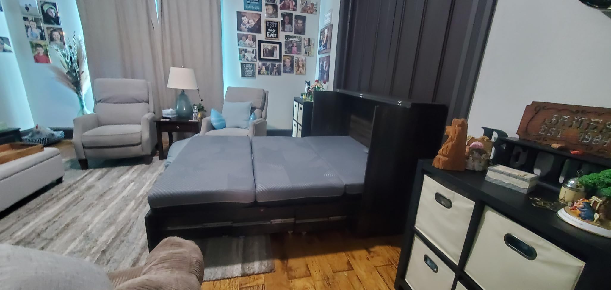 LUXOAK Full Size Murphy Bed with Charging Station, Cabinet Bed with Large Storage Drawer for Home Office or Small Room customer photo 2