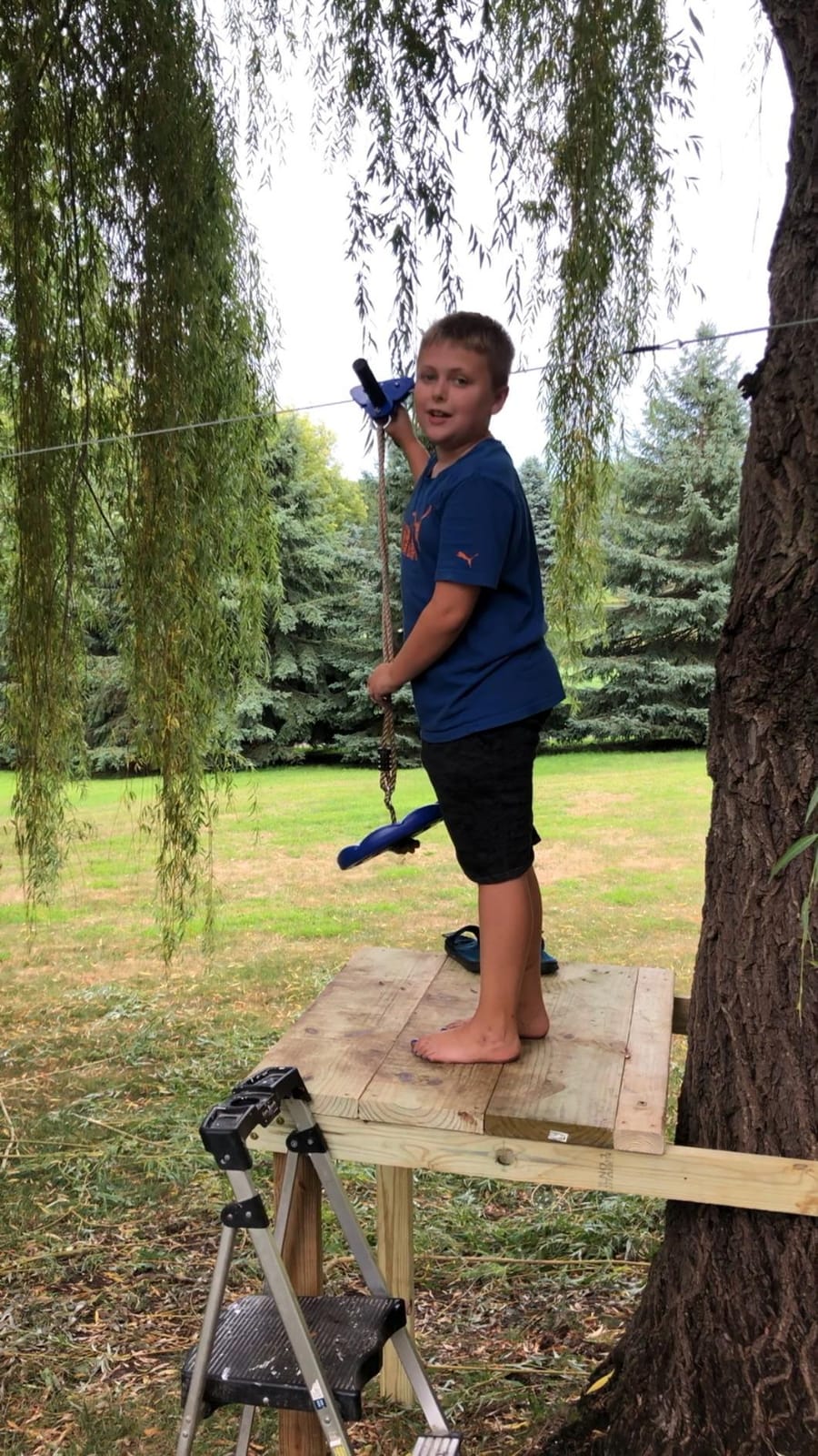 CTSC Zipline for Kids and Adult, Zip line Kits for Backyard with Stainless Steel Spring Brake, Cable Tensioning Kit, Safety Harness, 2 Tree Protectors and Full Set of Zip line Accessories customer photo 1