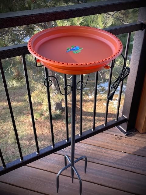 Heated Bird Baths for Outdoors for Winter, Lovppy 100W Heated Bird Bath Water Heater with Thermostatically Controlled, Heated Bird Baths Bowl with Metal Stake for Outside Garden Patio Yard (Blue) customer photo 2