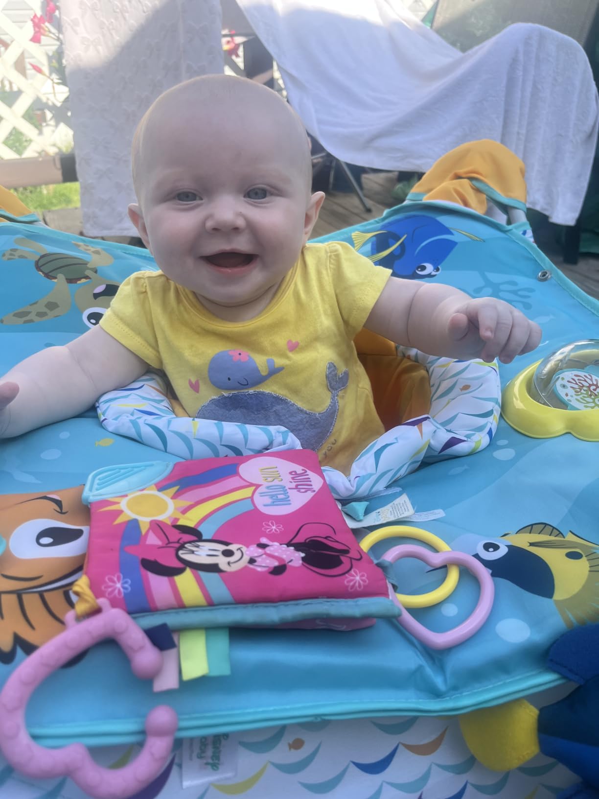 Bright Starts Pop 'N Jump Portable Baby Jumper, Foldable Indoor/Outdoor Baby Jumper with Owl Forest Sensory Activities, Ages 6-12 Months customer photo 2