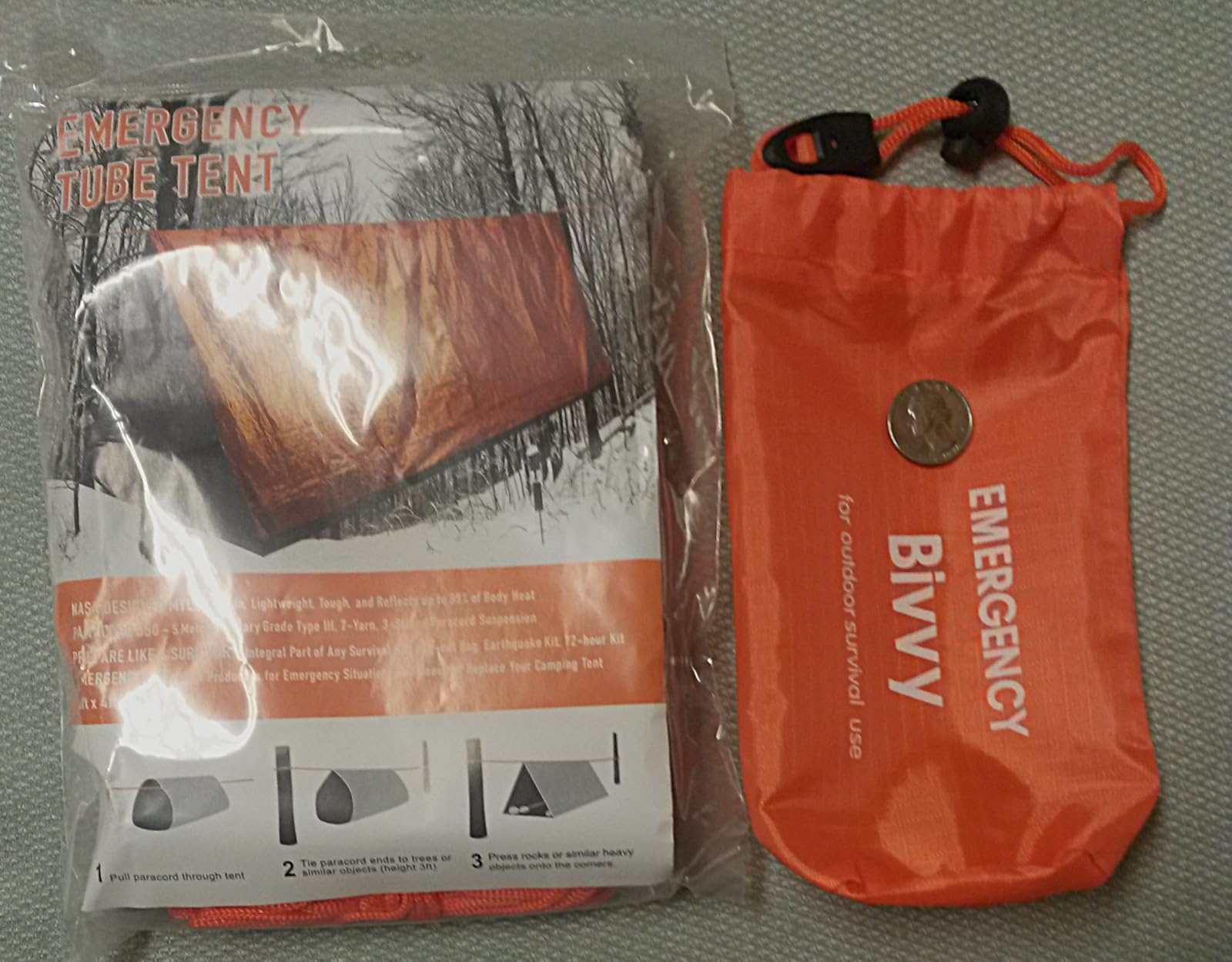 Emergency 2-Person Orange & Gray Survival Tent with Whistle & Paracord, Storm & Tornado Shelter customer photo 1