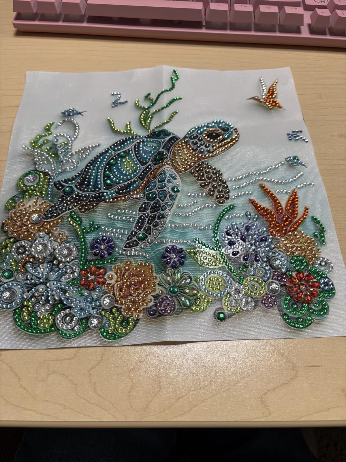 ZQEATRY Sea Turtle Animal Special Shape Diamond Art Kits for Adults,5D Diamond Painting Kits for Beginner,DIY Diamond Crystal Rhinestones Painting Kits for Home Wall Decor Gift 11.8 X 11.8inch customer photo 1