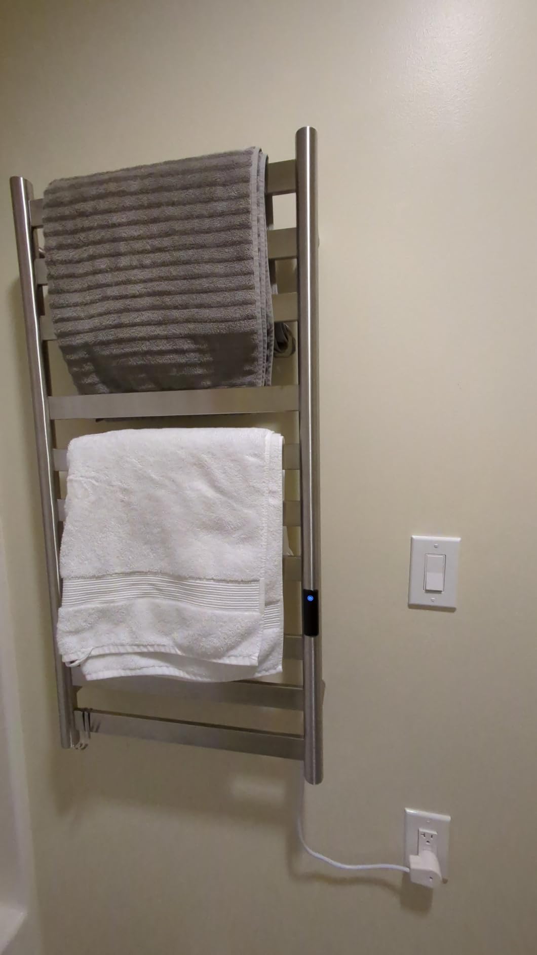 Heated Towel Rack, Towel Warmer with 10 Bar Flat Rack Large, Brushed Nickel | Wall Mounted, Smart LED Control Time & Temp, Fast Heat in 5 Mins, Stainless Steel, Plug-in for Bathroom Spa Gym customer photo 1