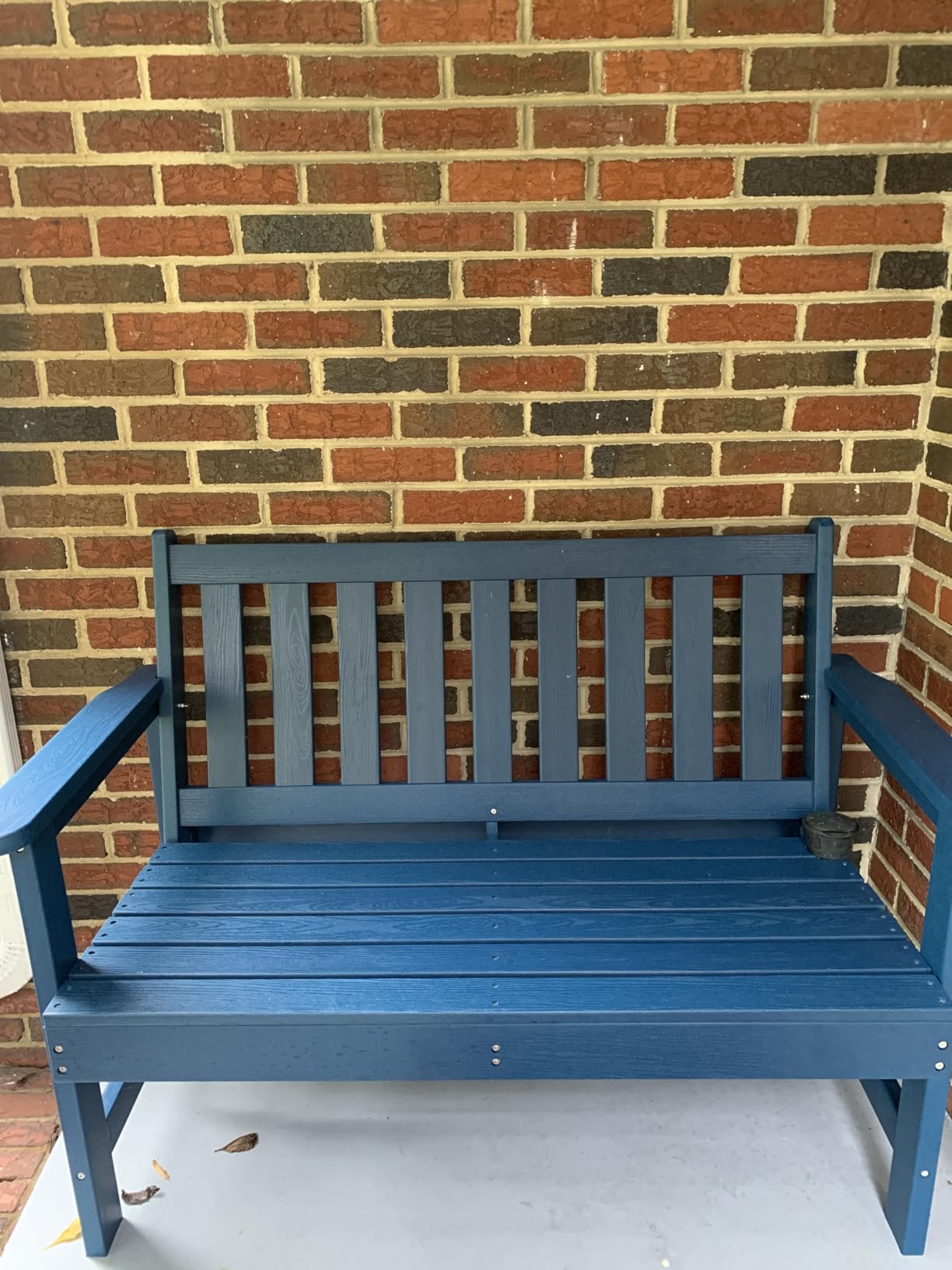 SERWALL HDPE Outdoor Bench, Weatherproof Porch Bench, 1 Pack, Navy | 660 lbs Weight Capacity, Suitable for 2 Person, HDPE Material for Outdoor Garden Park Use customer photo 1