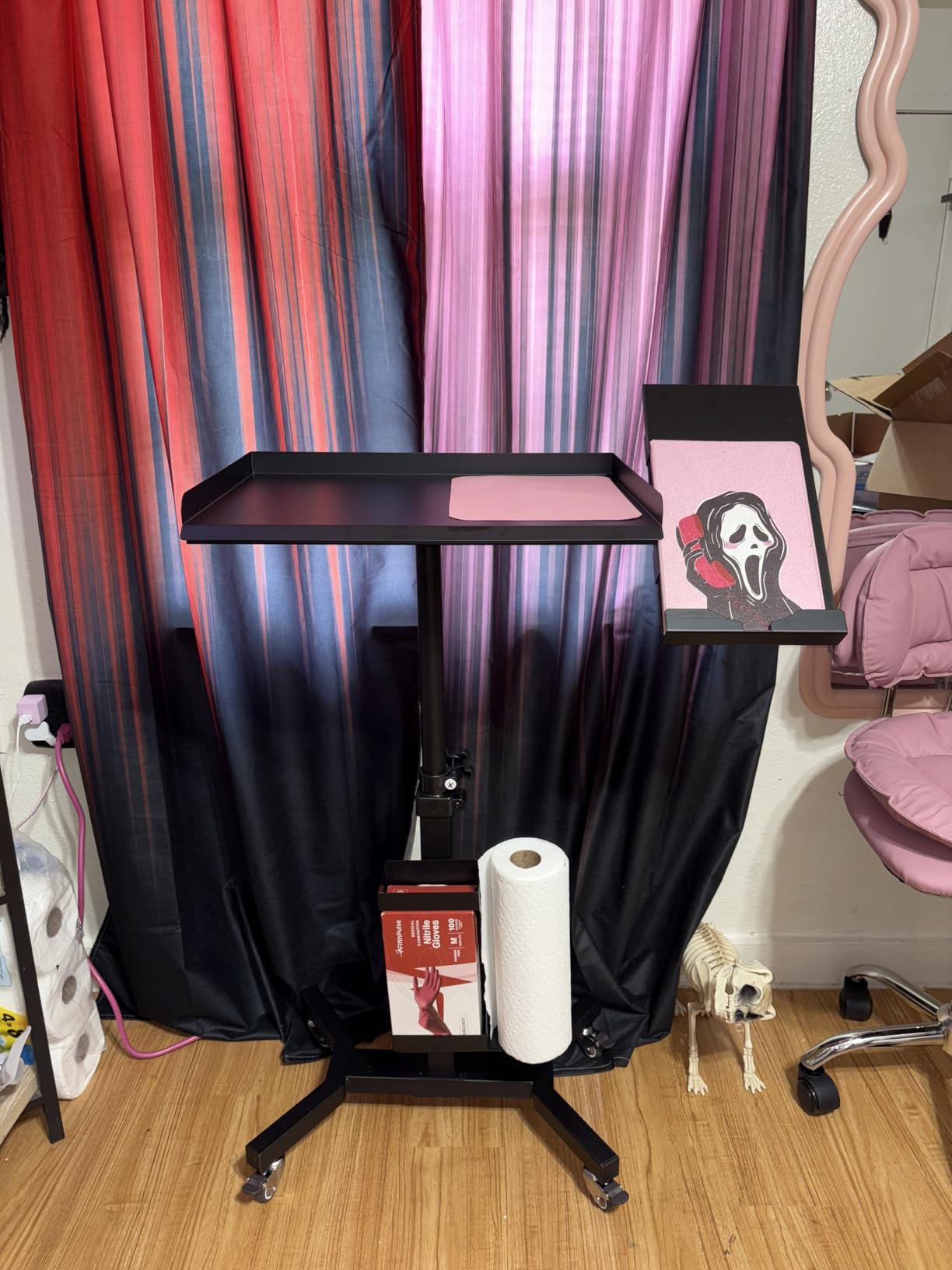 POARMEEY Tattoo Tray Cart on Wheels with Extension Rotatable Tattoo Table Station Versatile Rolling Tool Tray for Tattoo Artist Studio and Beauty Salon customer photo 2
