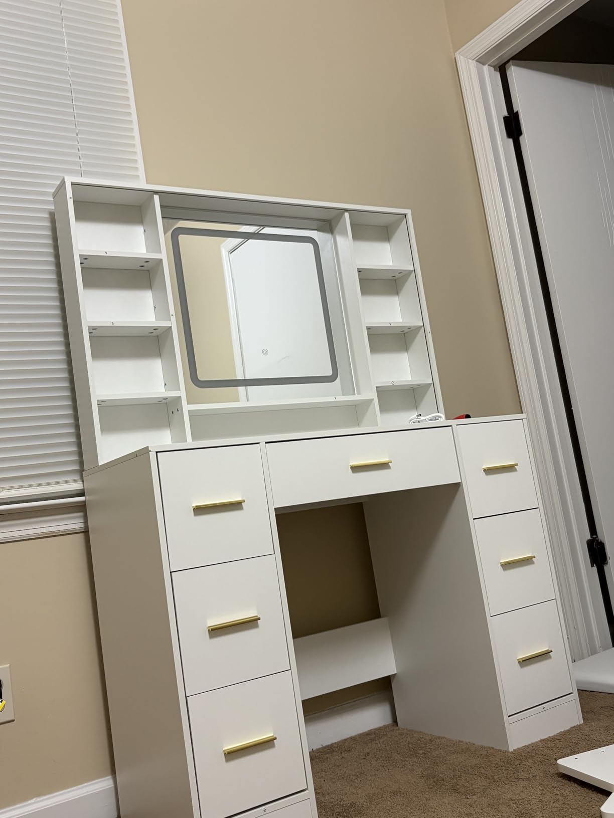 ANWBROAD Vanity Desk Table with Lighted Mirror 39.4