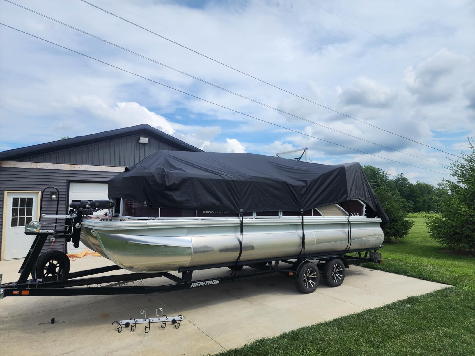 5-Ply 1600D+1200D Pontoon Boat Cover, 25'-28' | Waterproof & Durable Tear-Resistant Cover for Trailerable & Mooring, Large Storage Bag & Reinforced Windproof Straps customer photo 2