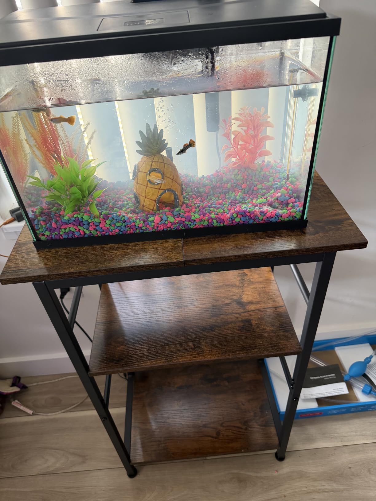 Snughome 10-20 Gallon Fish Tank Stand, Aquarium Stand 2-Tier Storage Shelves, Heavy Duty Terrarium Stand for Home Office Fish Tank Shelf, 24