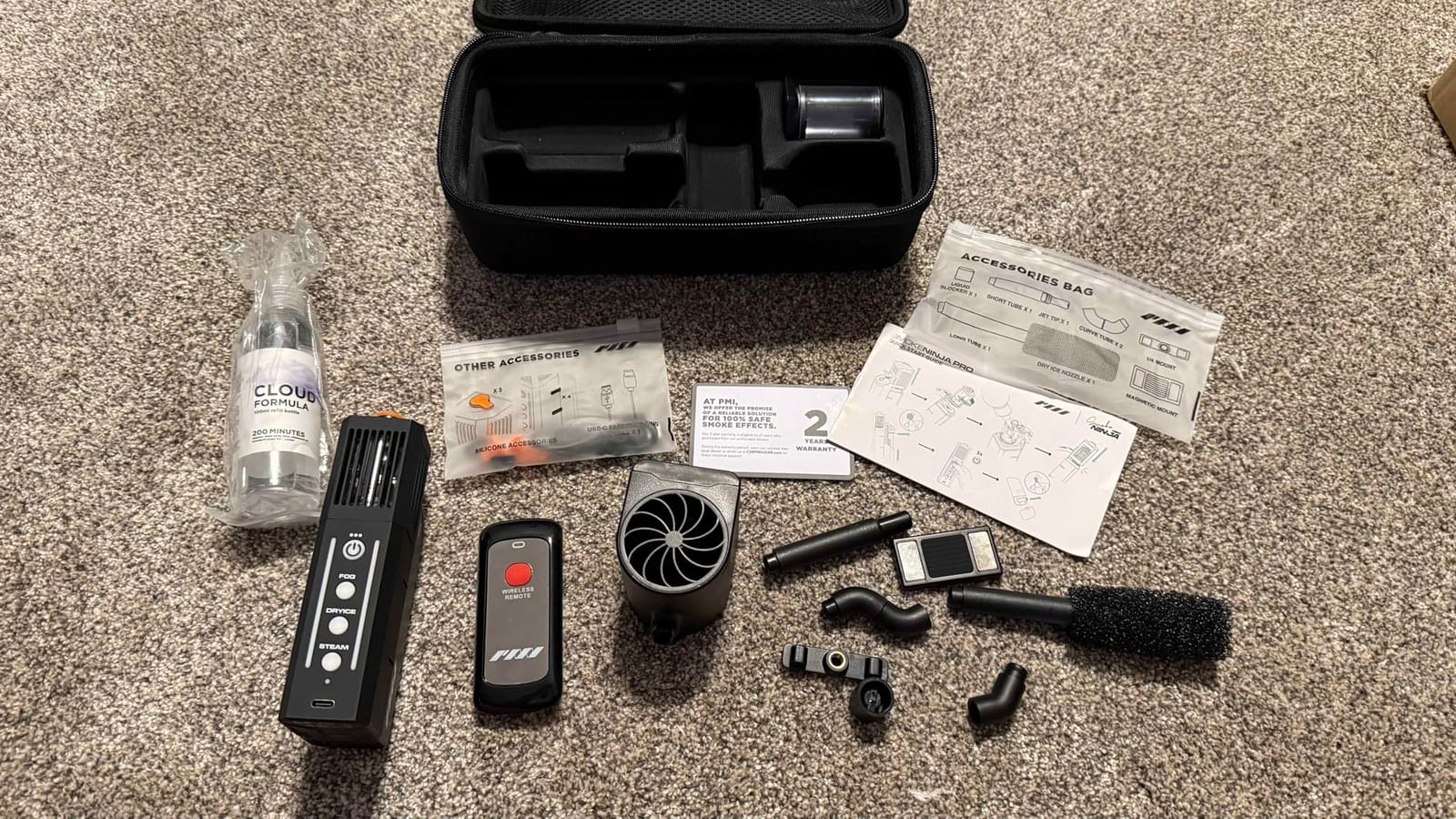 PMI SmokeNINJA PRO HAZER KIT - Portable Fog Machine with Bluetooth, Upgraded Anti-Leak Fog Chamber, 3rd-Gen Haze Nozzle, 3-Min Continuous Output, USB-C Powered for Cinematic, Studio & Event Use customer photo 1