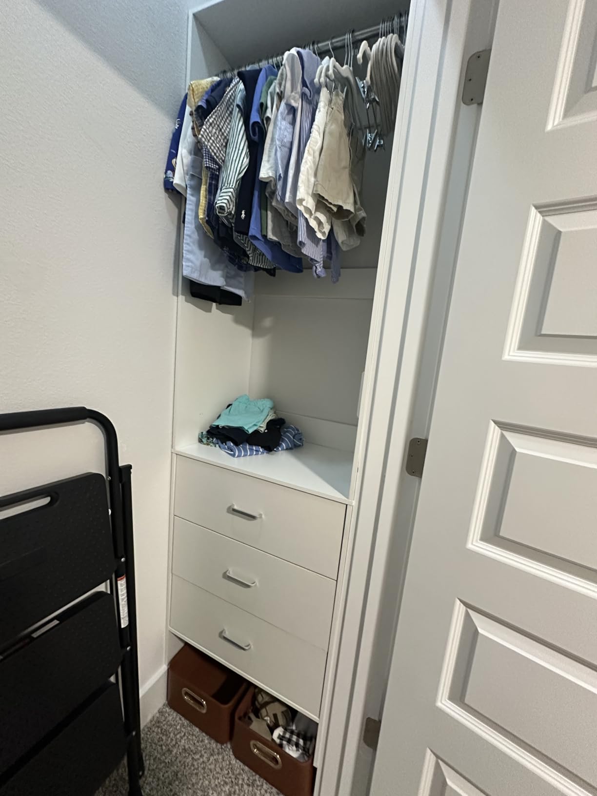 Aheaplus Closet System, 4.2-9Ft Closet Organizer with with 4 Rods, White | for Walk in Closet, Wardrobe Clothes Rack with Wooden Drawers, Garment Rack customer photo 1