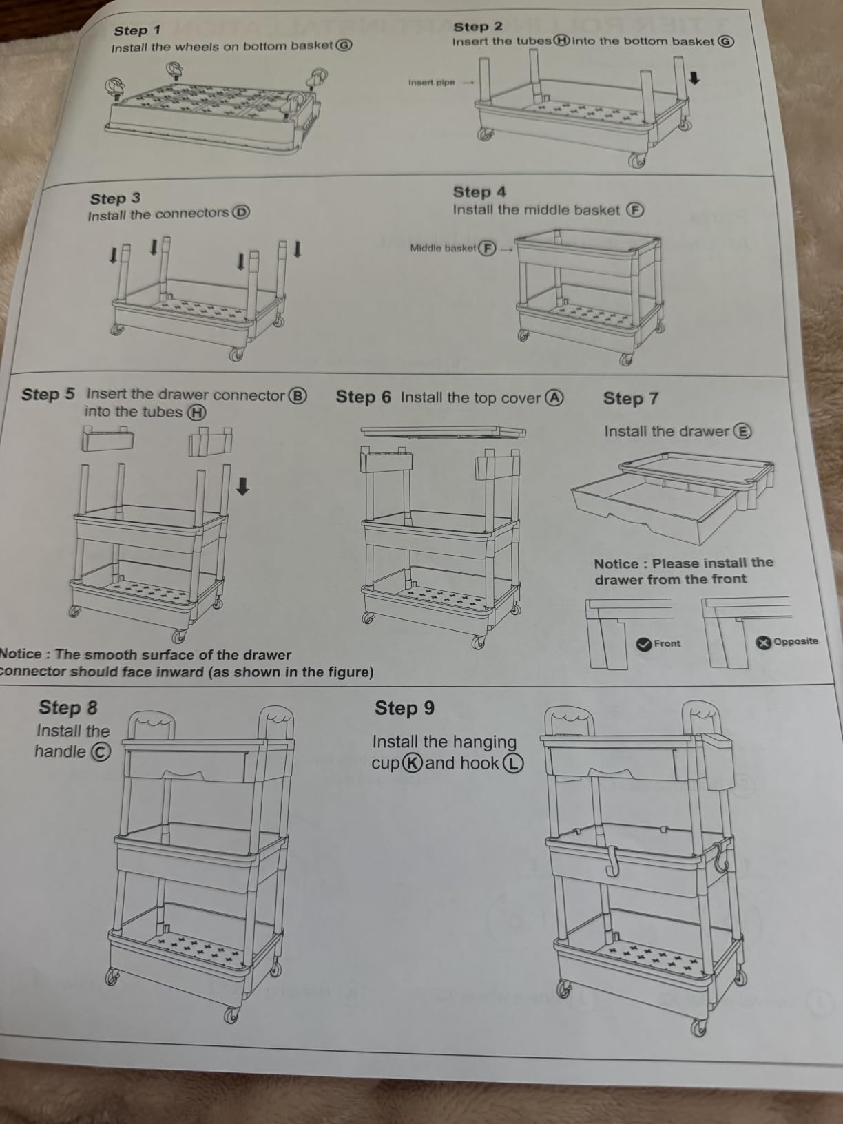 Goovilla 3 Tier Rolling Utility Cart Organizer with Removable Drawer, Black customer photo 1
