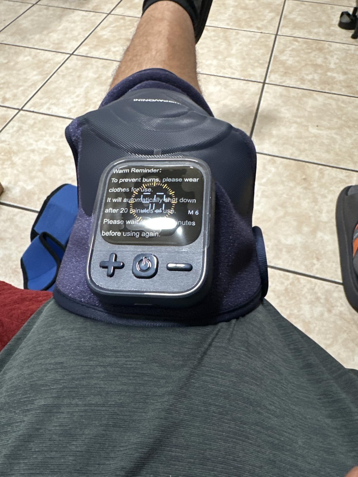 KingPavonini Knee Massager for Pain Relief, Heating Pad for Knee, Blue 2.0 | Cordless Heated Knee Brace, 4 Motors Vibration, 2X Massage Area, 5 Heat Levels & 6 Massage Modes, Gift for Mom Dad Men Women customer photo 1