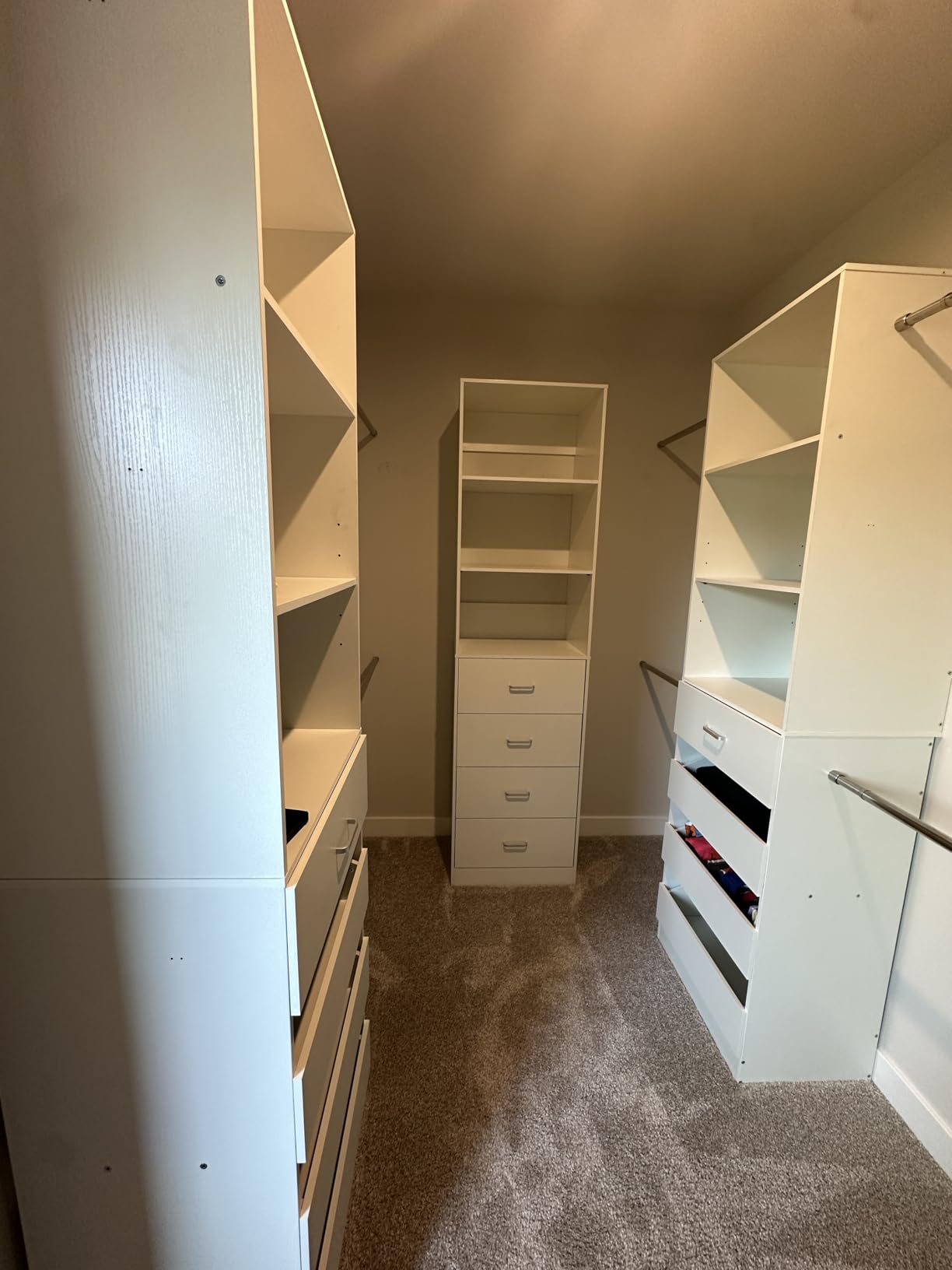 Aheaplus Closet System, 4-9Ft Closet Organizer with 4 Wooden Drawers, Wood Closet Organizer System with Tower, Walk-in Closet Organizer Wardrobe Clothes Rack with 4 Hanging Rods, White customer photo 1