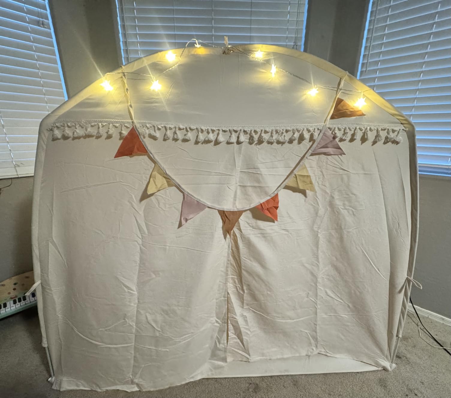Sumbababy Large Teepee Tent for Kids - Tent for Kids Indoor Kids Teepee for Boys & Girls - Playhouse Inside Canopy Bed for Playroom Gift Toys (Cream) customer photo 2