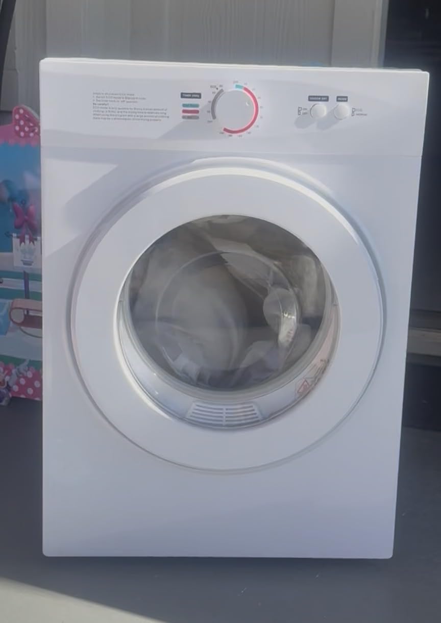 Feelfunn 110V Portable Dryer - 850W Compact Clothes Dryer with 4 Automatic Drying Modes, Stainless Steel Tub, Simple Control Knob for Apartments, Dorms & Small Spaces customer photo 1