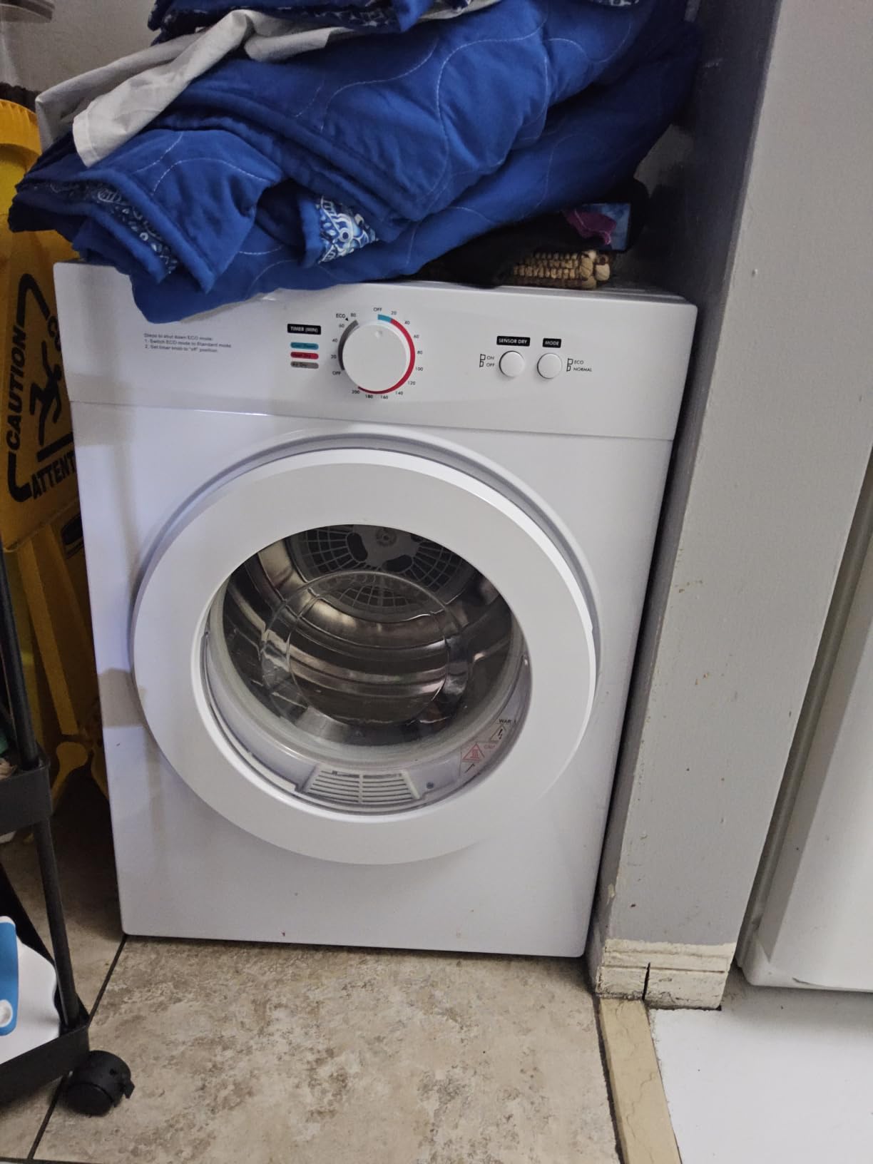 Feelfunn 110V Portable Dryer - 850W Compact Clothes Dryer with 4 Automatic Drying Modes, Stainless Steel Tub, Simple Control Knob for Apartments, Dorms & Small Spaces customer photo 2