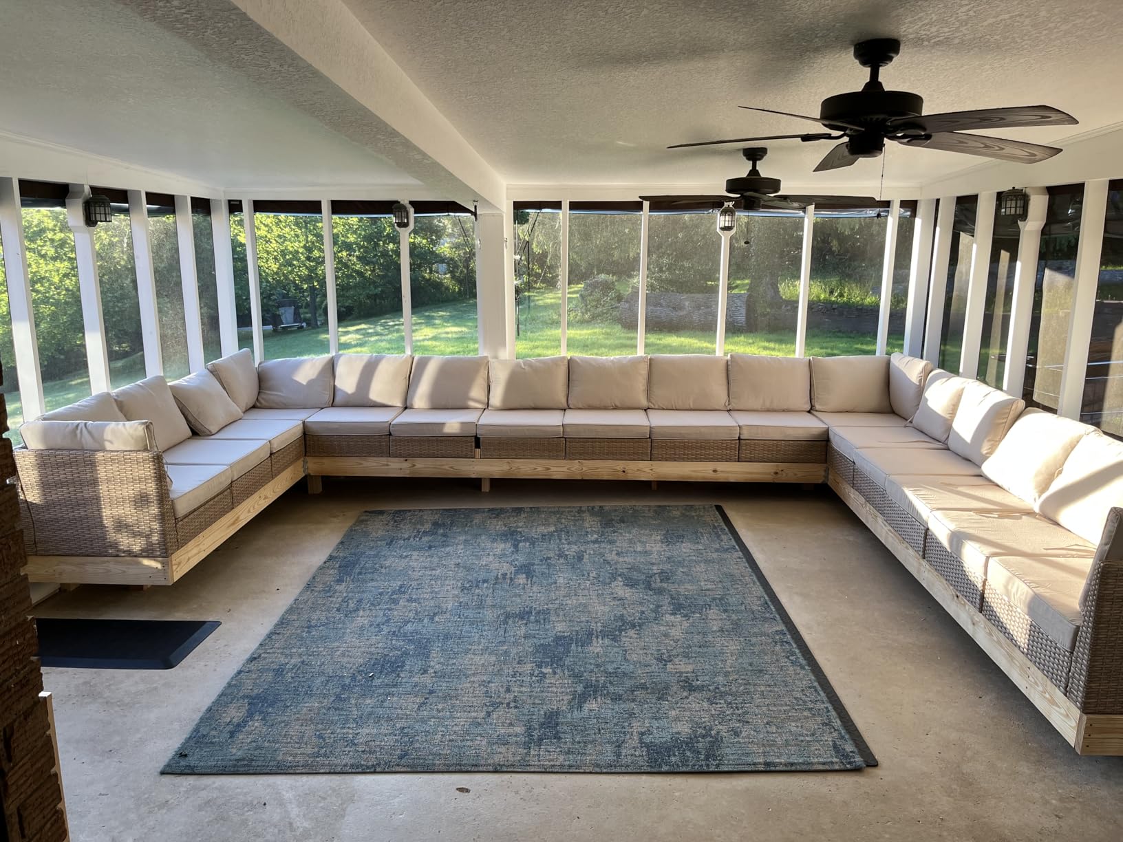 JOYURE 7 Piece Wicker Patio Furniture Set,Outdoor Conversation Sectional Sofa w/Coffee Table,All-Weather Outdoor Sofa with Thick and Anti-Slip Cushions for Deck,Poolside,Garden,Beige customer photo 1
