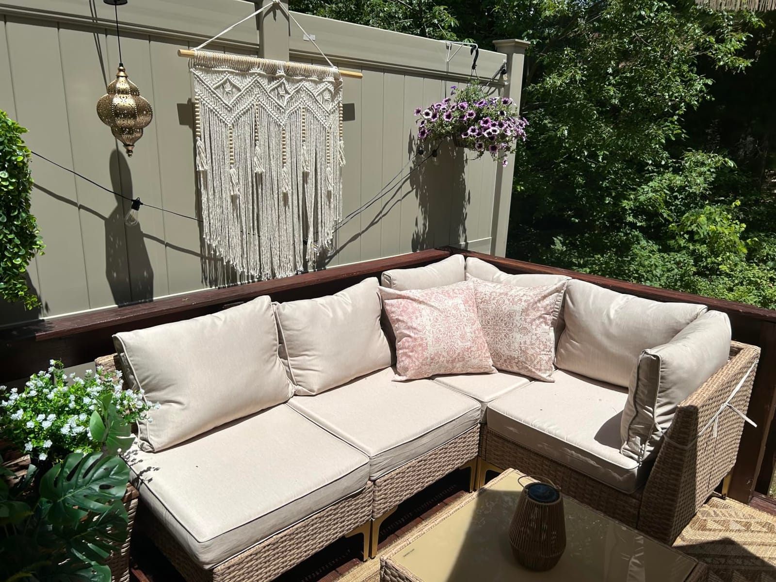 JOYURE 7 Piece Wicker Patio Furniture Set,Outdoor Conversation Sectional Sofa w/Coffee Table,All-Weather Outdoor Sofa with Thick and Anti-Slip Cushions for Deck,Poolside,Garden,Beige customer photo 2
