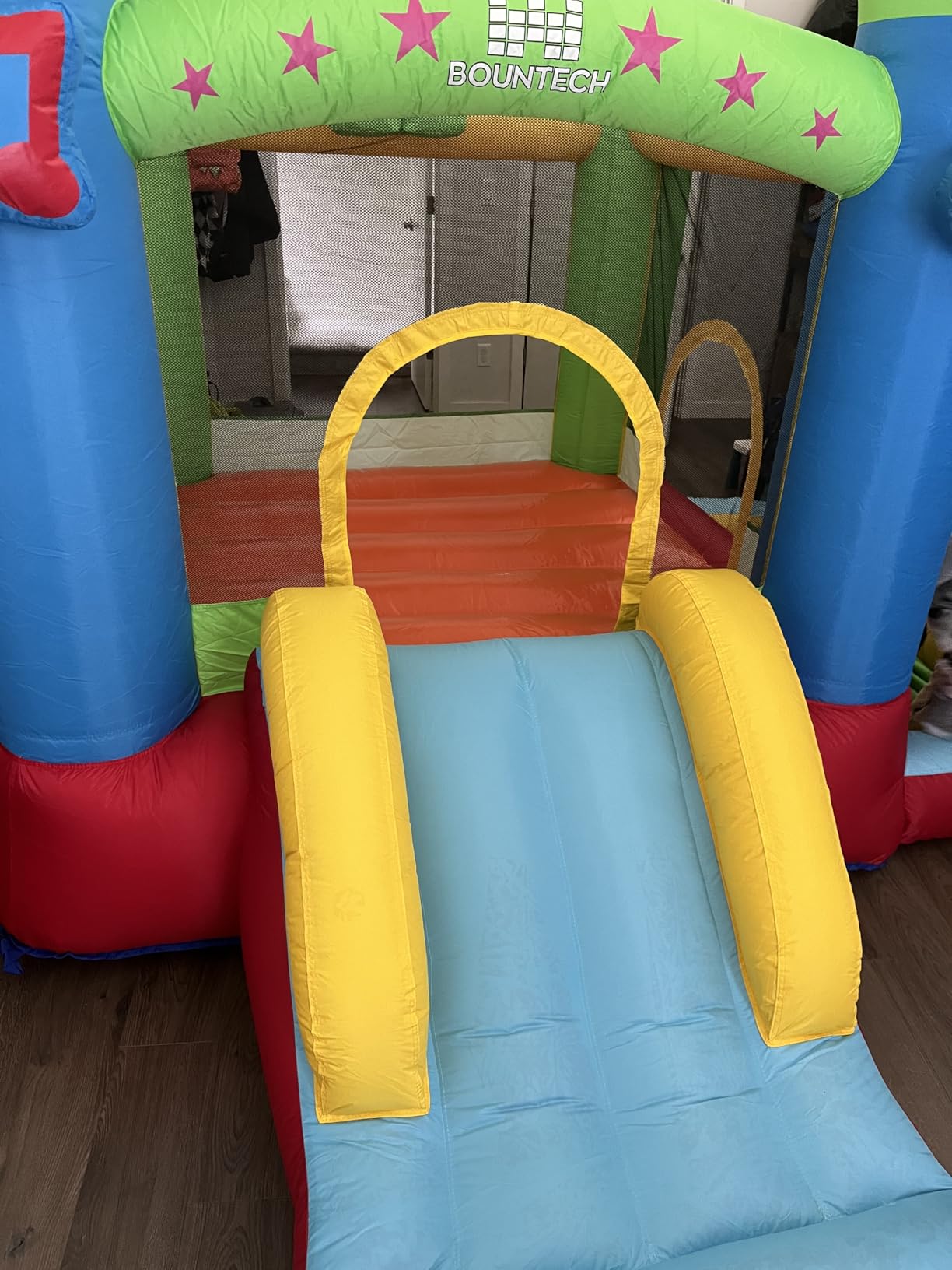 BOUNTECH Inflatable Bounce House with Ball Pit, Bouncy House for Kids 3-12 Indoor Outdoor with 480w Blower, Jumping, Basketball Hoop, Bounce House with Slide for Toddler Backyard Birthday Party Gifts customer photo 1