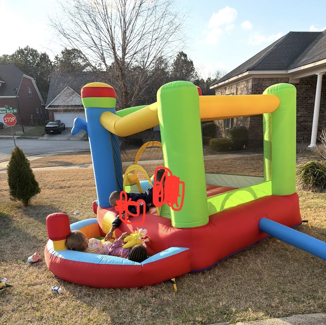 BOUNTECH Inflatable Bounce House with Ball Pit, Bouncy House for Kids 3-12 Indoor Outdoor with 480w Blower, Jumping, Basketball Hoop, Bounce House with Slide for Toddler Backyard Birthday Party Gifts customer photo 2