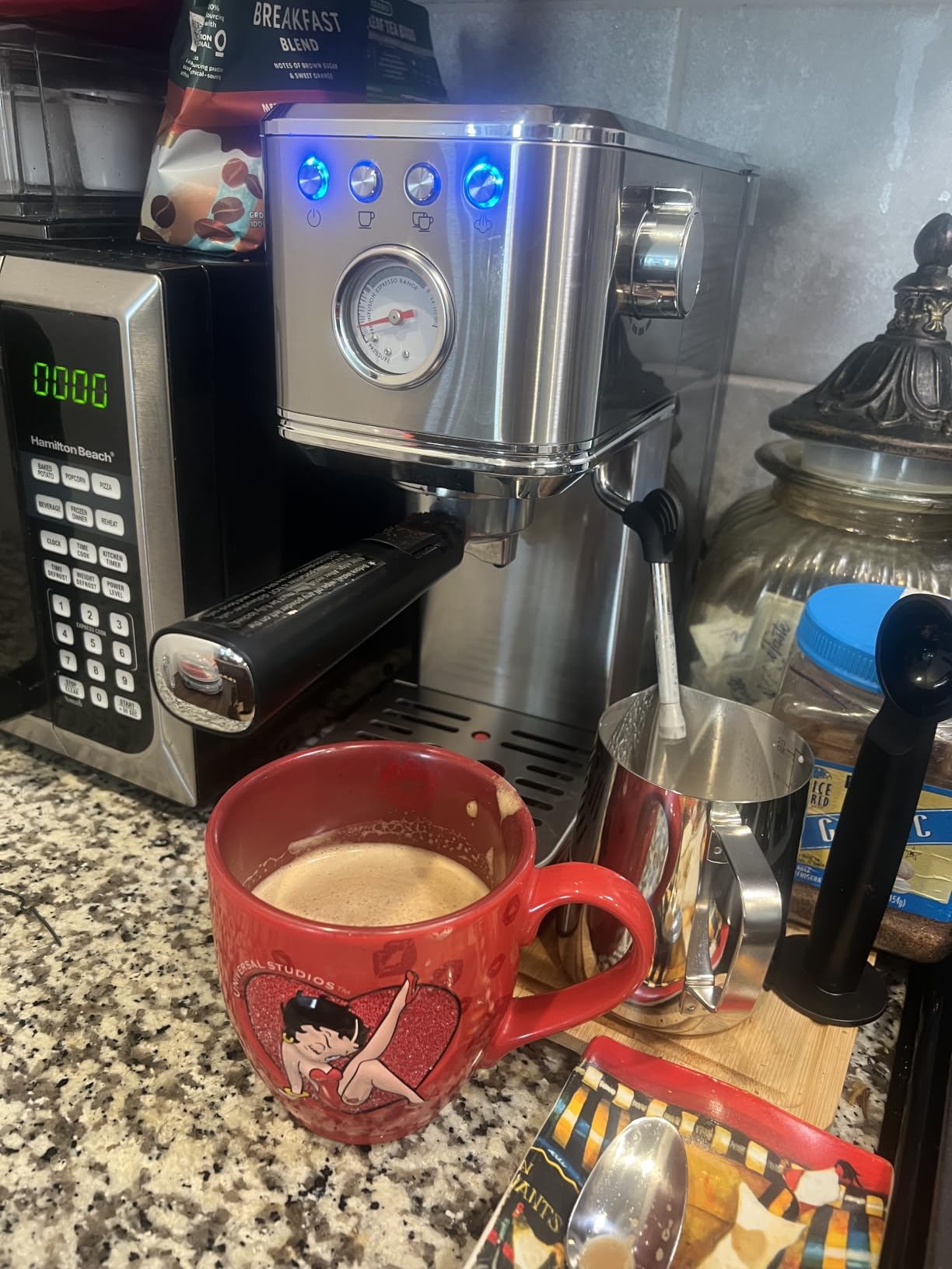 CHULUX Slim Espresso Machine with Milk Frother for Home Cappuccino, Creamy | Precise Pressure Gauge, Food-Grade Materials, 20 Bar Italian Pump, Professional Temperature Control System, Stainless Steel customer photo 1