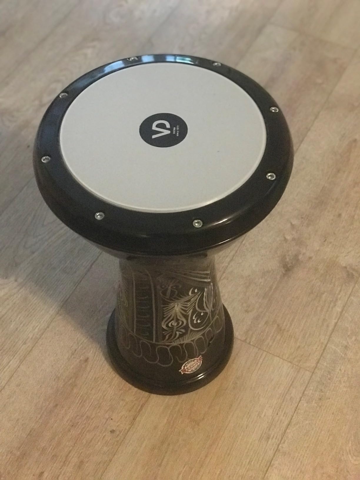 VD Darbuka/Doumbek Cast Aluminum - Tuning Lugs & Removable Head (8 1/2 in.) (Anatolian Motifs in Red) customer photo 2