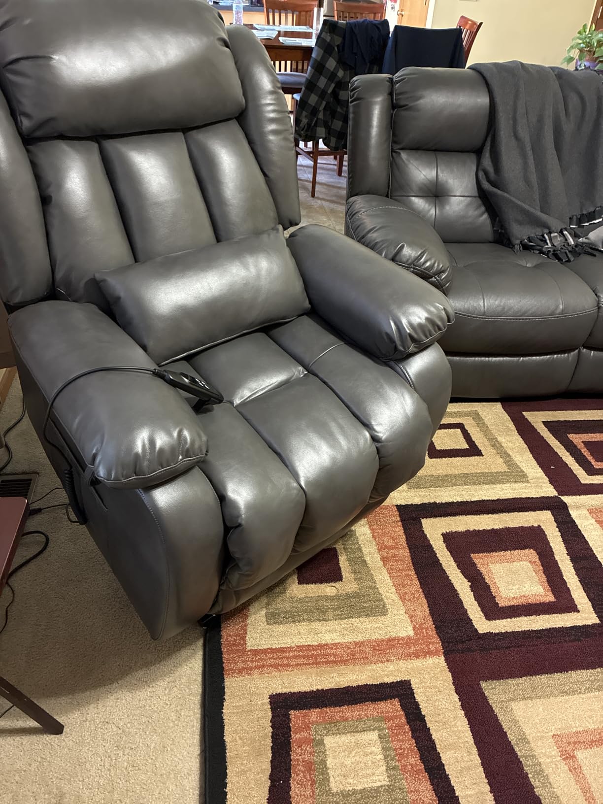 Infinite Position Lay Flat Lift Recliner Chair for Adults, Dual Motor Power Lift Chair for Elderly with Massage & Heating, Extended Footrest, USB Ports, Remote Control & Lumbar Pillow, Leather (Brown) customer photo 1