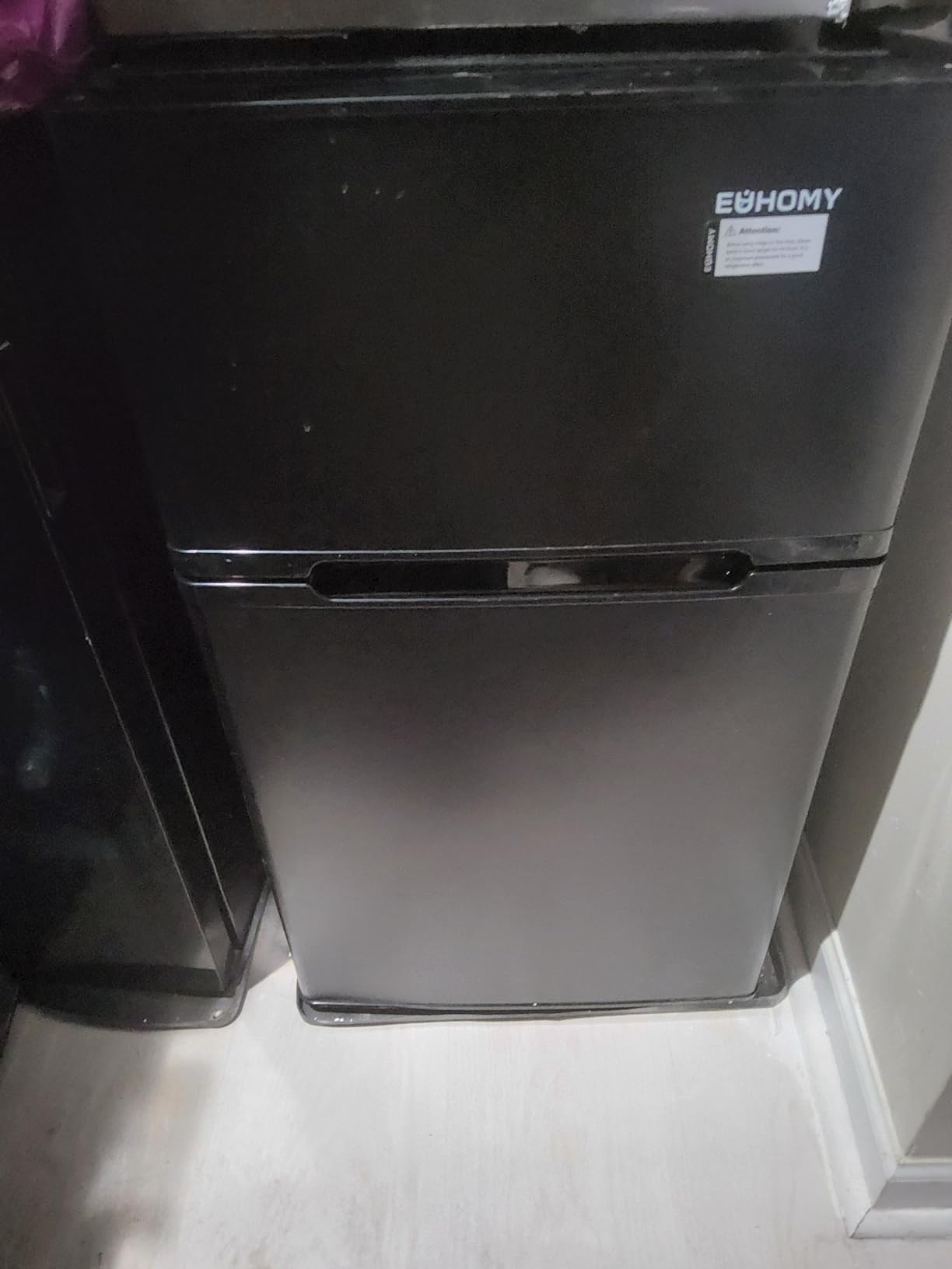 EUHOMY 4.5 Cu.Ft Mini Fridge with Freezer, 2 Door Mini Refrigerator, Silver | LED Light, Adjustable Temperature, Adjustable Shelves, Reversible Door, Compressor Cooling, Low Noise, Bedroom Use, Dorm Use customer photo 1
