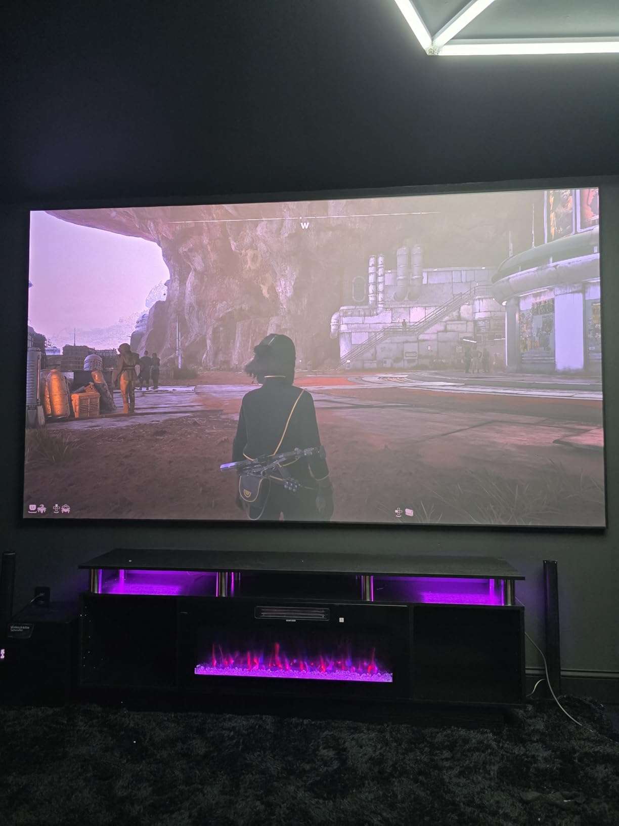 Valerion 120-inch Fresnel ALR Projector Screen, 16:9 Fixed Frame, Daylight Viewing, 1.8 Gain, 85% Ambient Light Rejection (Ceiling & Side), Compatible with Long Throw Projectors customer photo 1