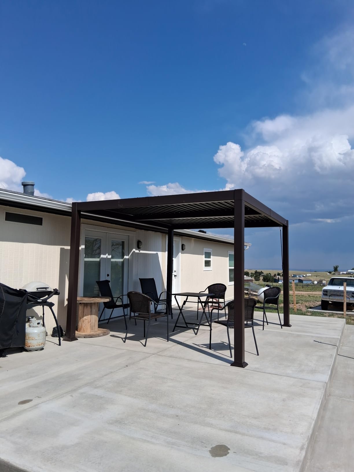 PURPLE LEAF Outdoor Louvered Pergola 10' x 12' Patio Aluminum Gazebo Bronze | 0-85 Louvers Adjust Shade, 4.5