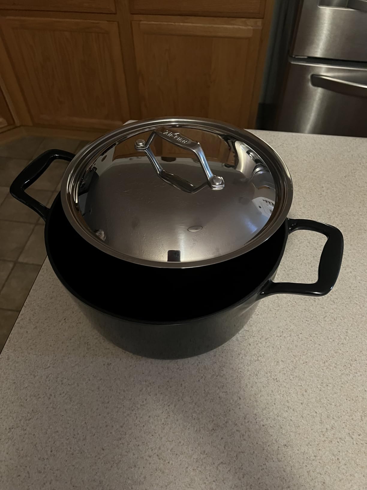 All-Clad Cast Iron Stockpot, 6 Qt Enameled Cast Iron Dutch Oven with Lid, Grill (Black) customer photo 2