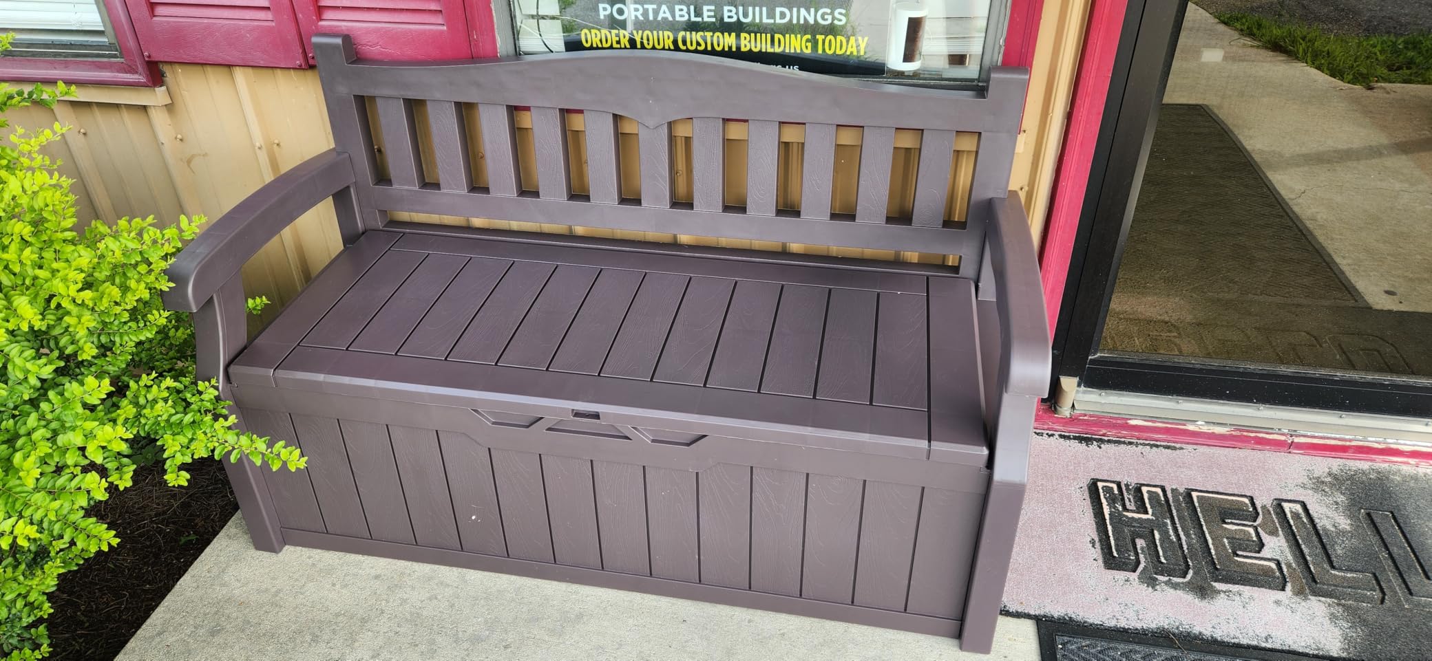 Flamaker 80 Gallon Storage Bench, Deck Box with Seat Waterproof All-Weather | Lockable Heavy-Duty Chest Box with Seating Bench for Garden, Patio, Poolside, Indoor, Outdoor customer photo 2