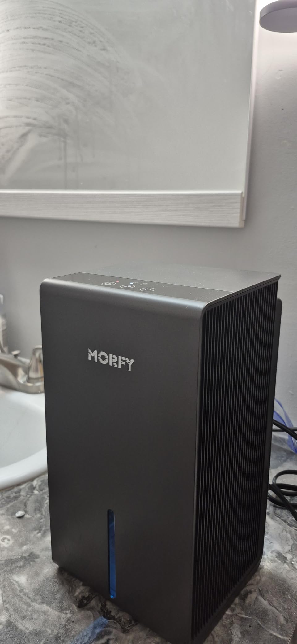 MORFY Dehumidifier, 80 OZ Small Dehumidifier for Bedroom, Bathroom, RV, Closet, Dual-Semiconductor Quiet Dehumidifiers for Home Room with Drain Hose, 7 Colors LED Auto Shut Off customer photo 2