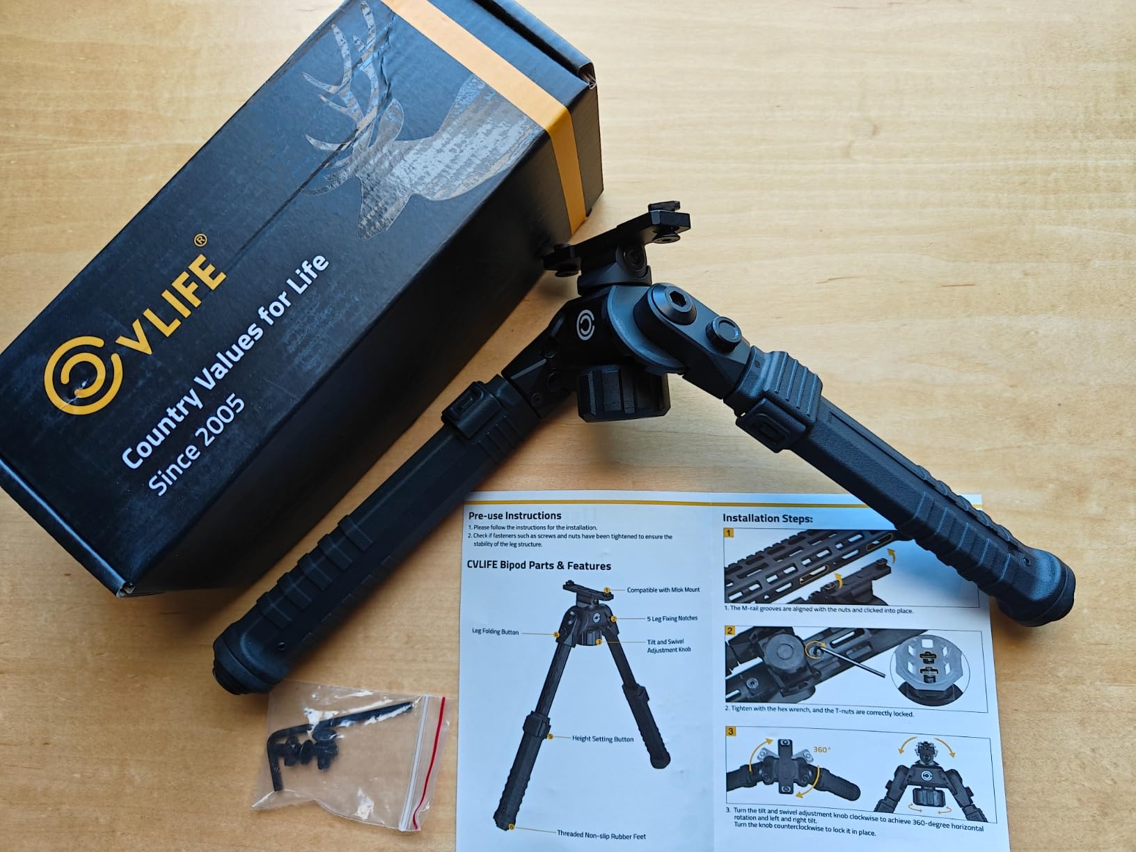 CVLIFE Rifle Bipod Compatible with M-Rail Bipods for Rifles for Shooting | Made of Aluminum and Lightweight High-Strength Polymer Height Adjustment Rifle Bipods for Hunting Rifles customer photo 2