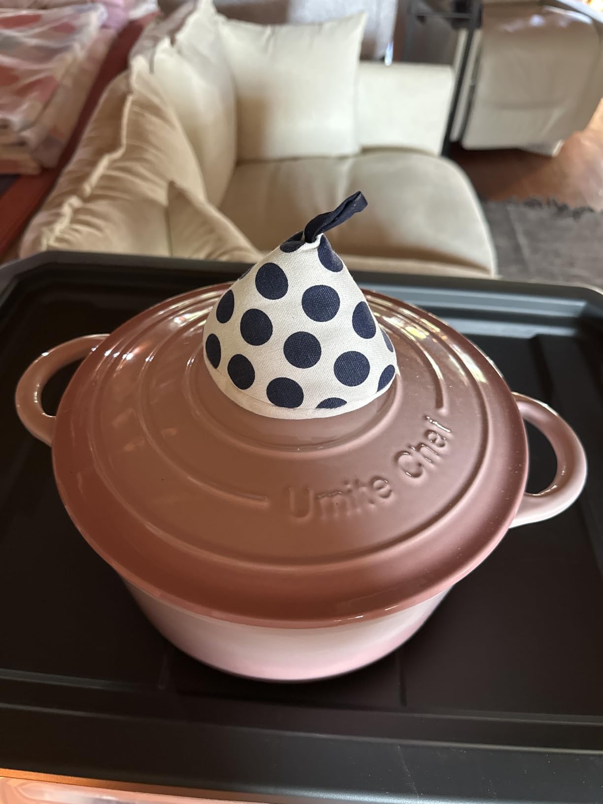 Umite Chef 5QT Enameled Cast Iron Dutch Oven with Lid & Cotton Potholders (Cream White) customer photo 2