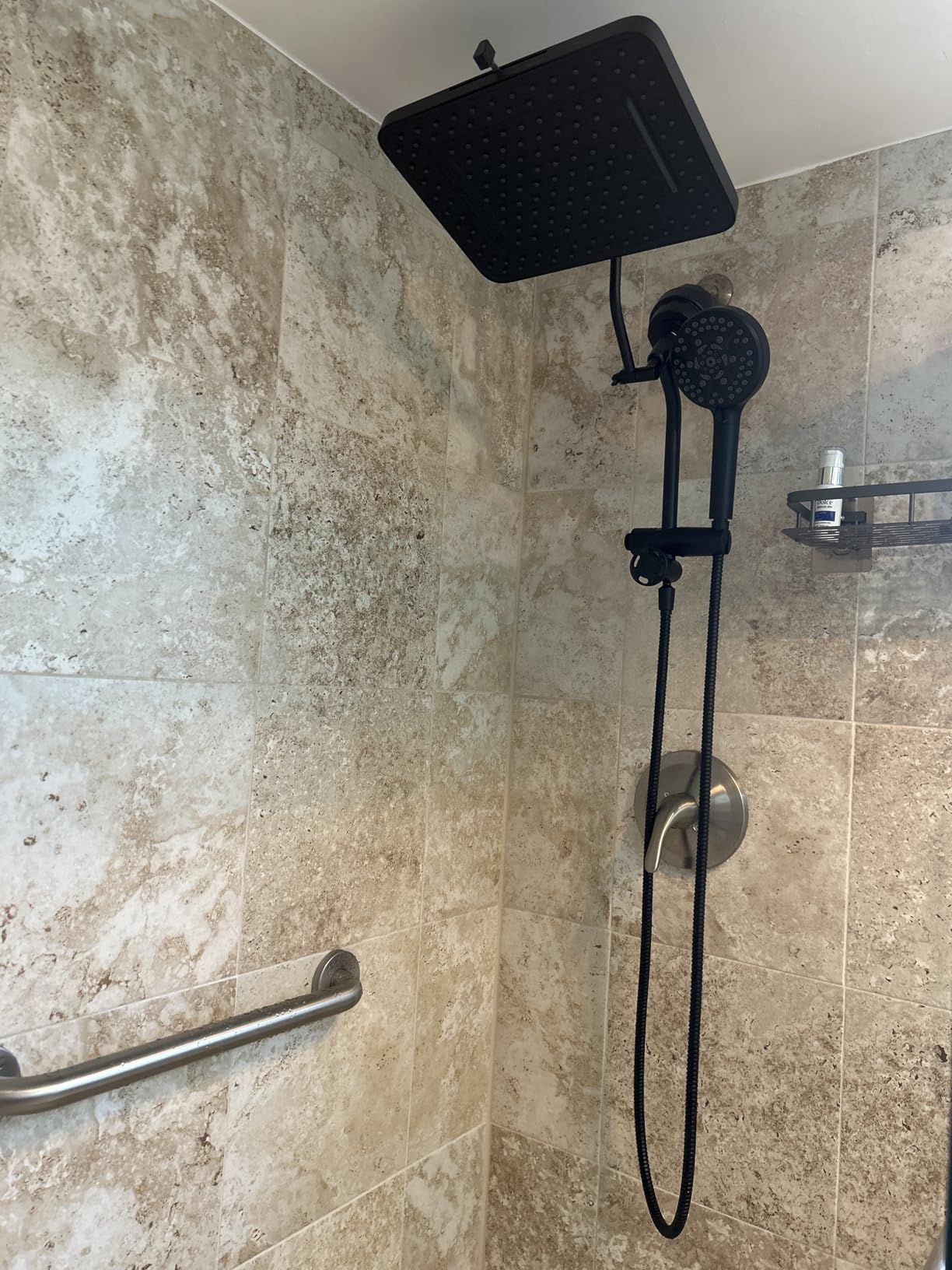 Hibbent 5-spray Dual Filtered Rainfall Shower Head with 10 Spray Handheld | High Pressure 13'' Showerhead Combo, Easy Reach 4-way Diverter Arm with Pause Mode, 71'' Hose & Holder, Matte Black customer photo 1