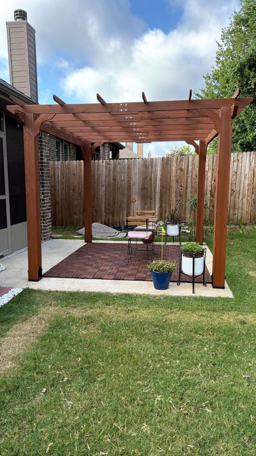 BlueWish 10' x 12' Patio Pergola, Cedar Wood Pergolas with Solid Structure, Pergola Kits, Outdoor Pergolas and Gazebos with Slatted Trellis Roof for Deck Backyard Grill Party Garden customer photo 1