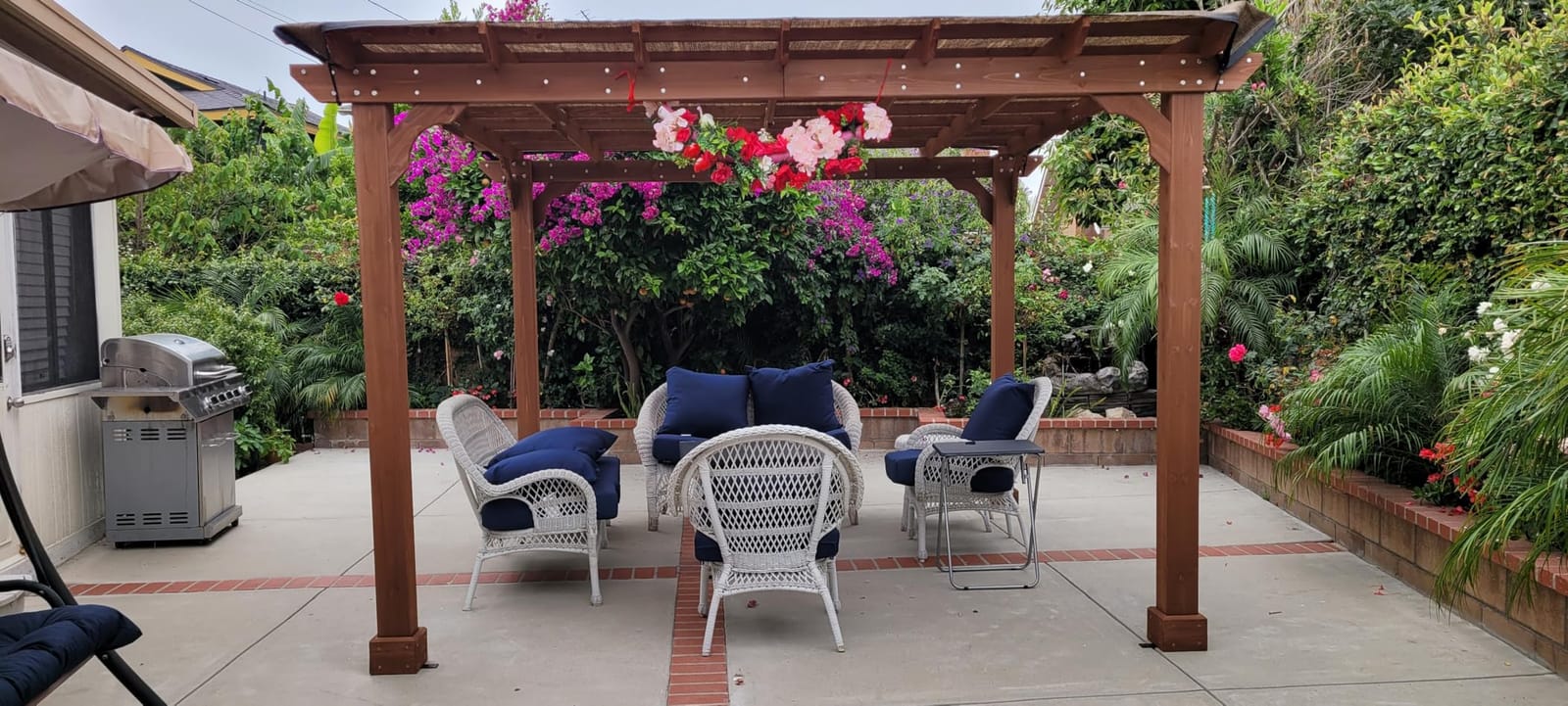 BlueWish 10' x 12' Patio Pergola, Cedar Wood Pergolas with Solid Structure, Pergola Kits, Outdoor Pergolas and Gazebos with Slatted Trellis Roof for Deck Backyard Grill Party Garden customer photo 2